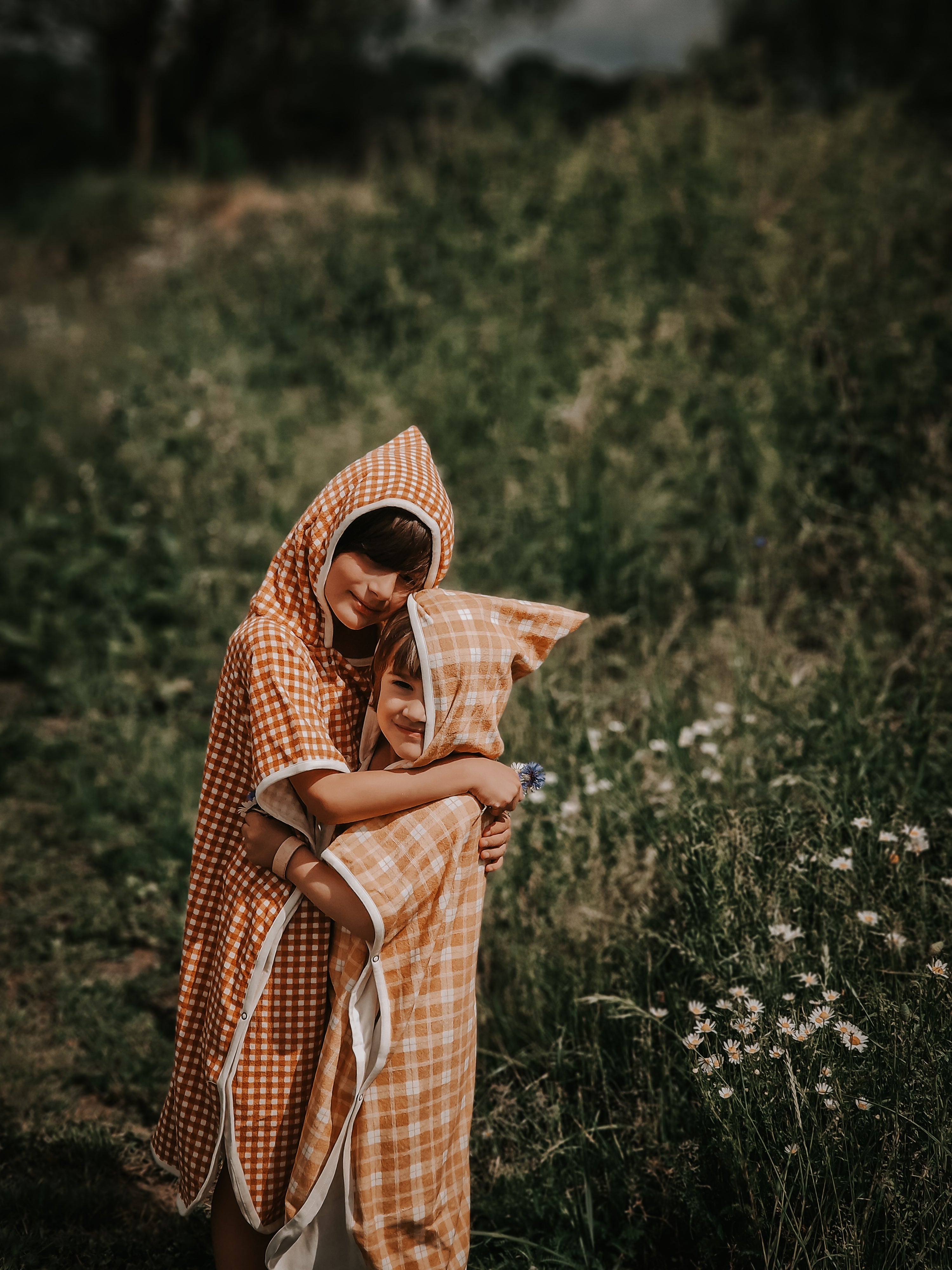 Bathing  Towel Poncho | Organic Cotton - Sienna Gingham
