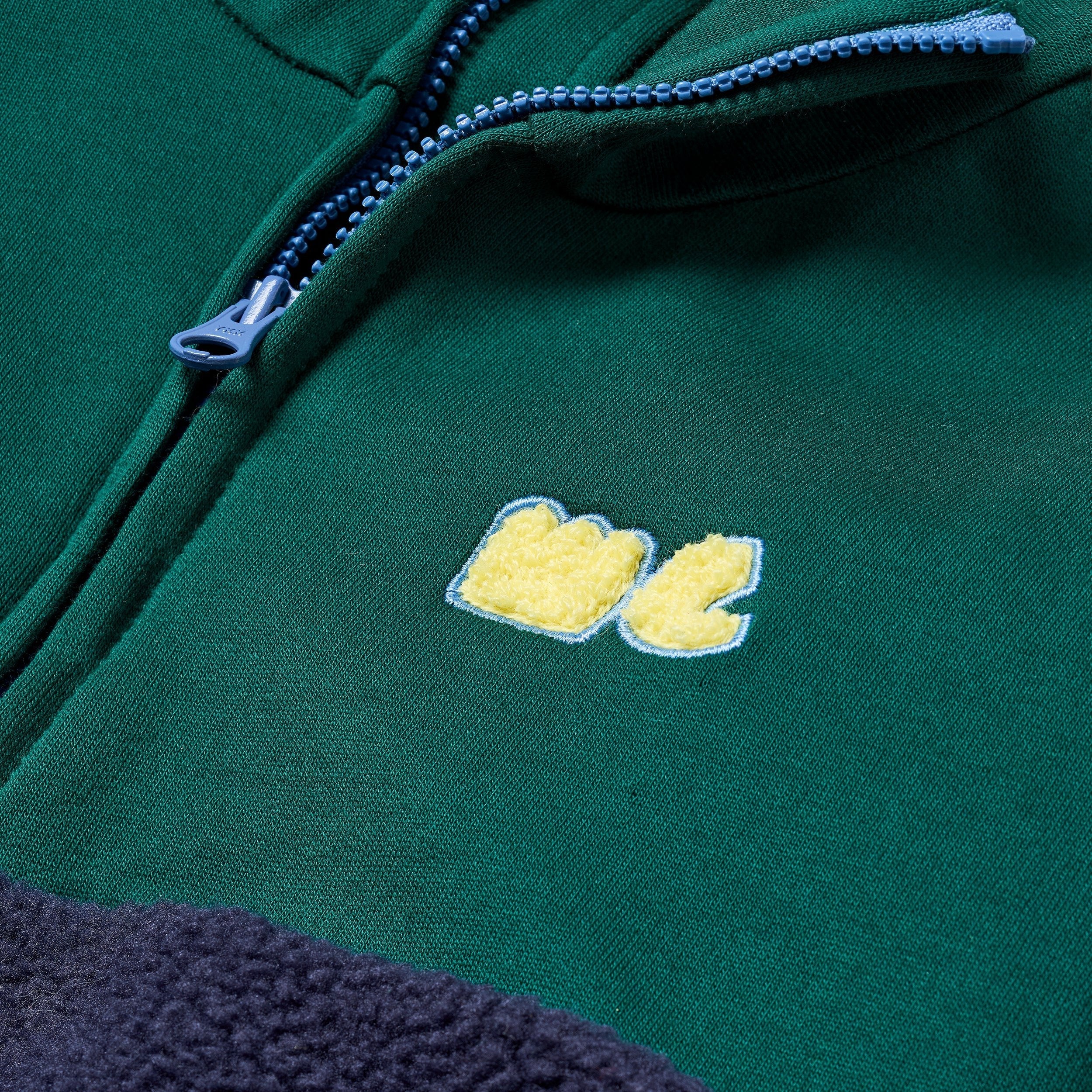 Recycled Cotton And Sherpa Navy Zip Up