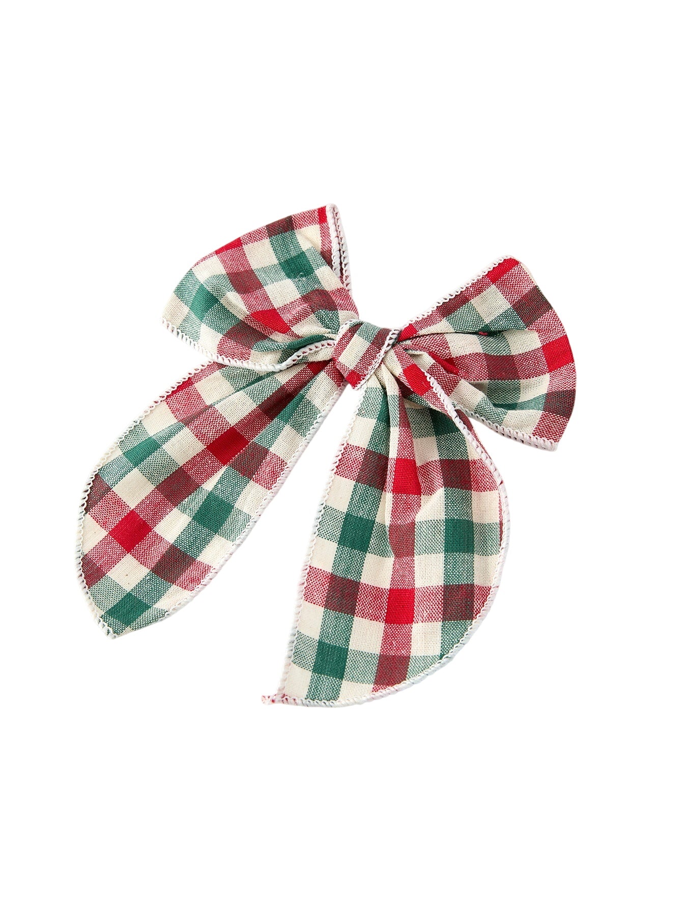 Christmas Red，green And White Plaid Bow 5 Inch Hairpin