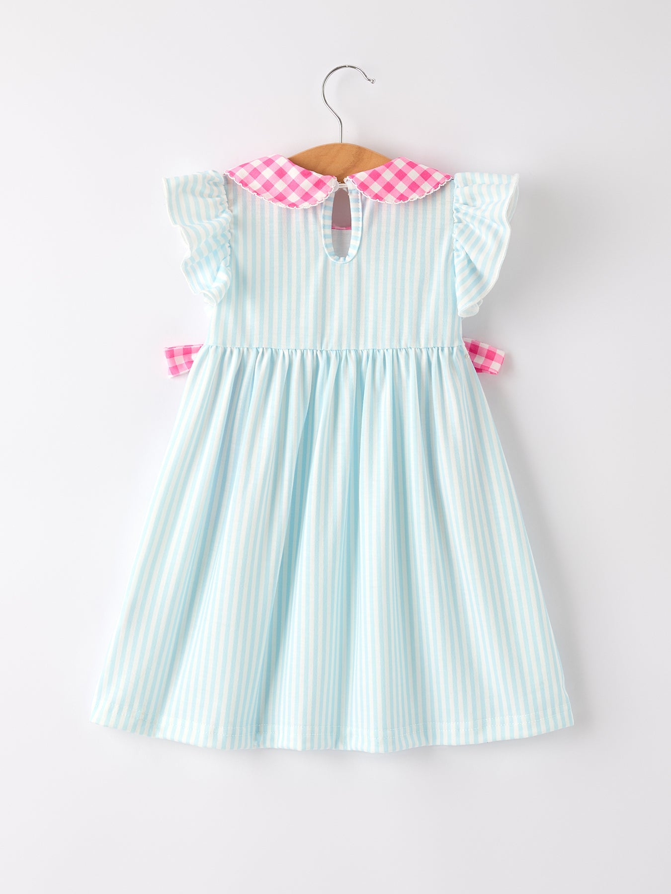 Back To School Girls Striped Lapels Bow Dress