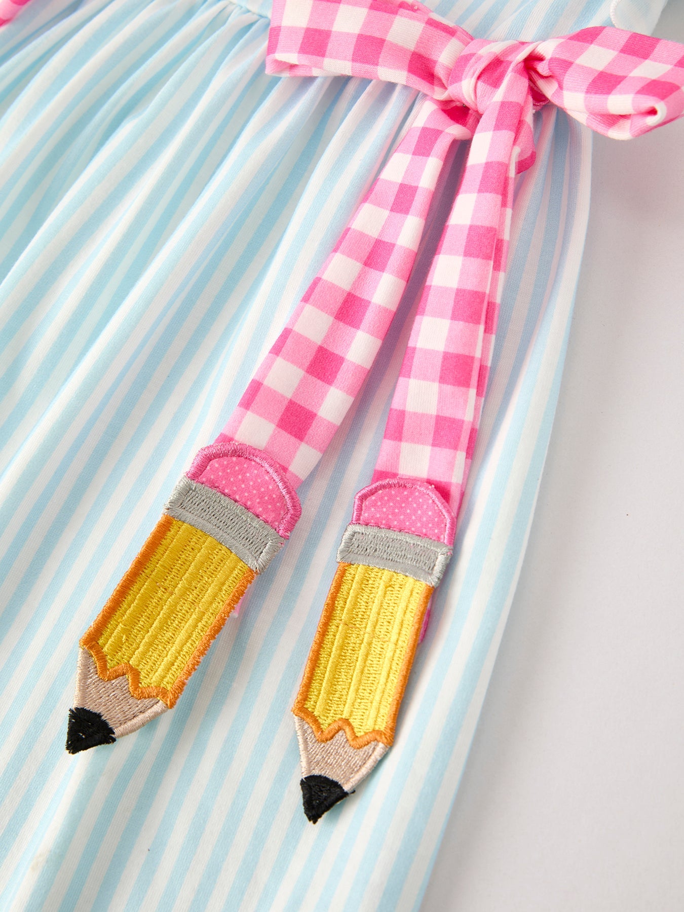 Back To School Girls Striped Lapels Bow Dress