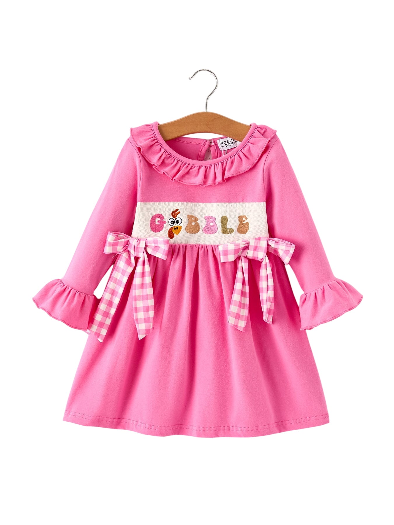 Fall Thanksgiving& Halloween "gobble" Smock Embroidery Baby Girl Dress