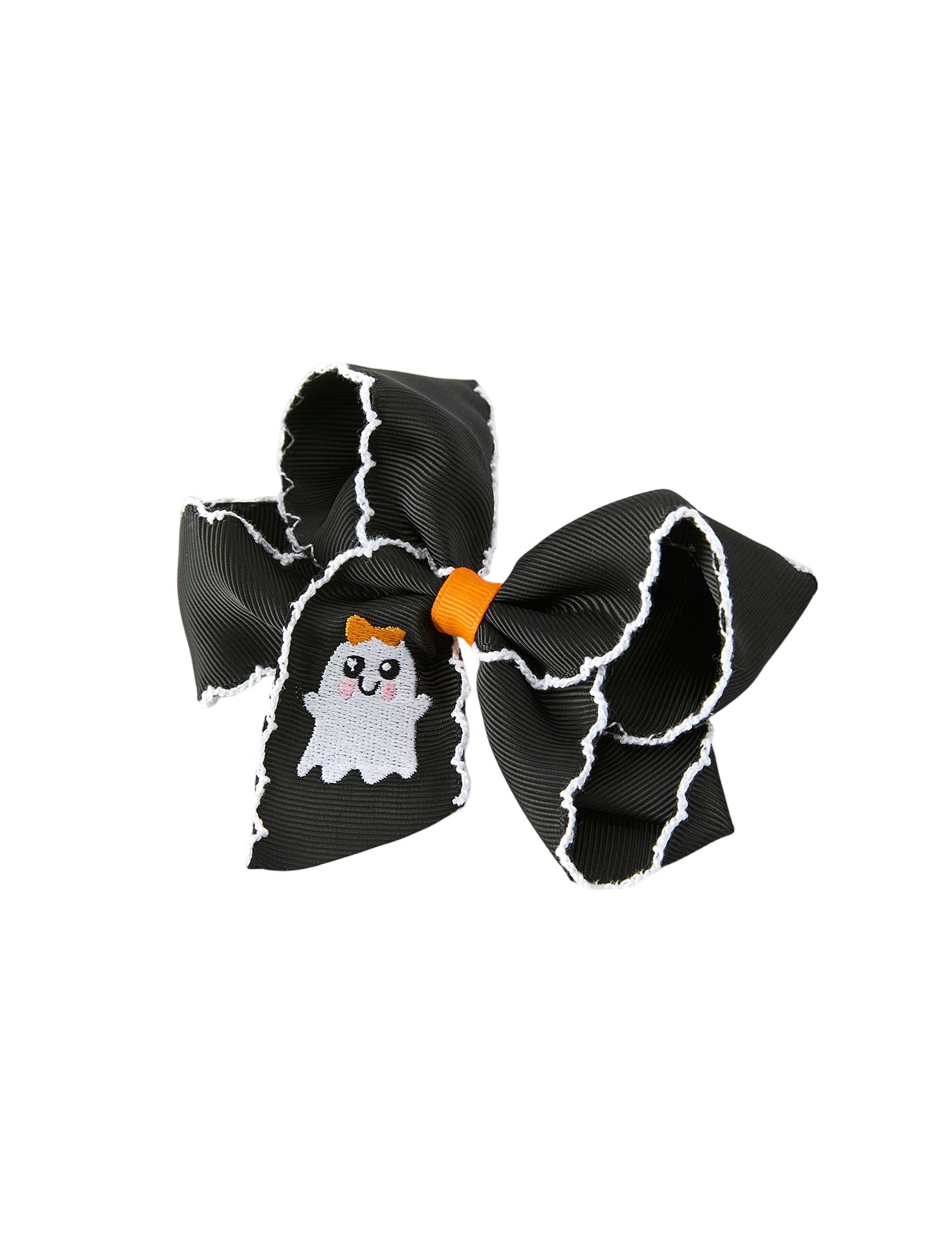 Halloween Ghost Embroidered Black Bow Hairpin