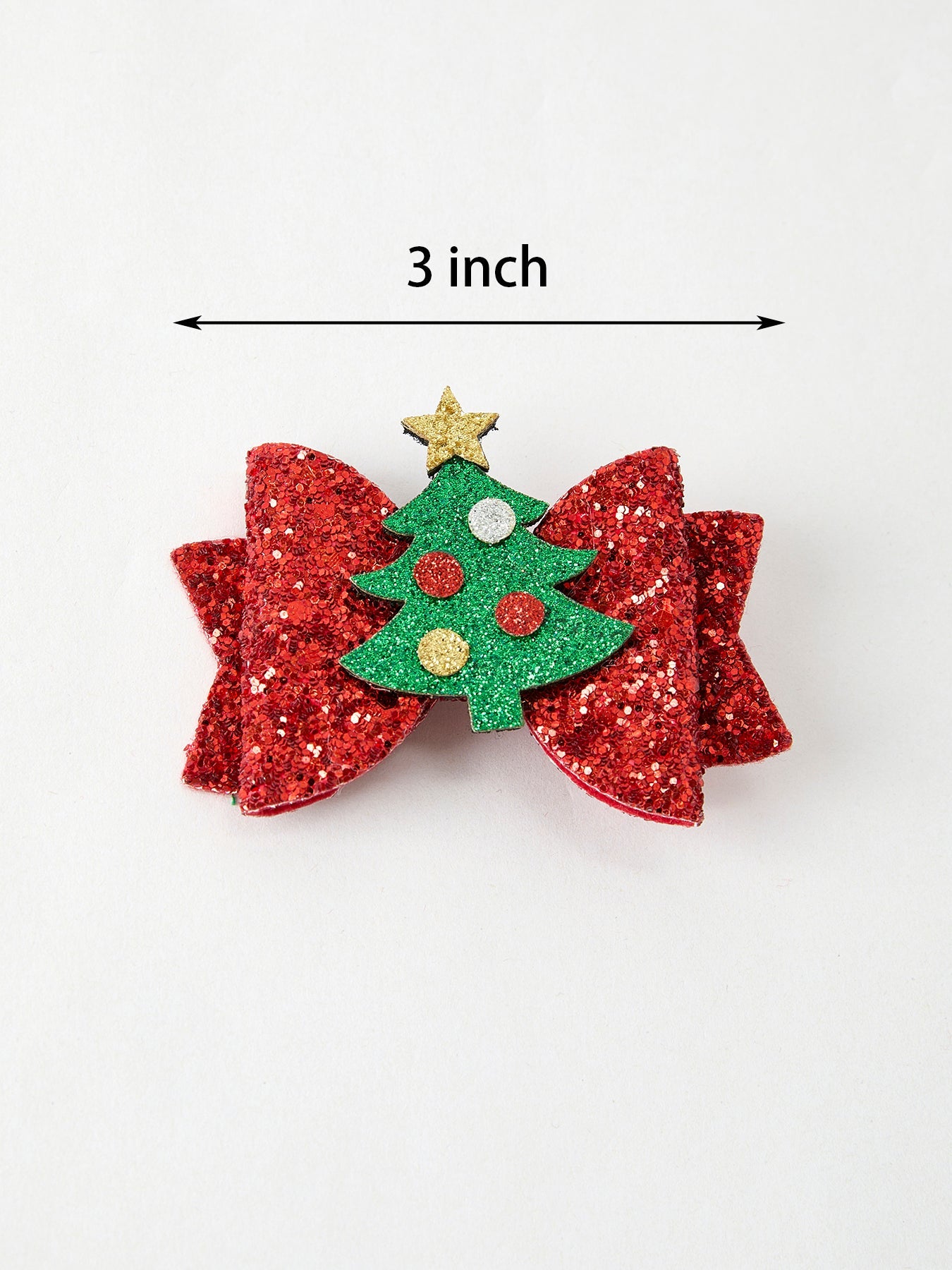 Winter Christmas Tree Sequin Bow Hair Clip