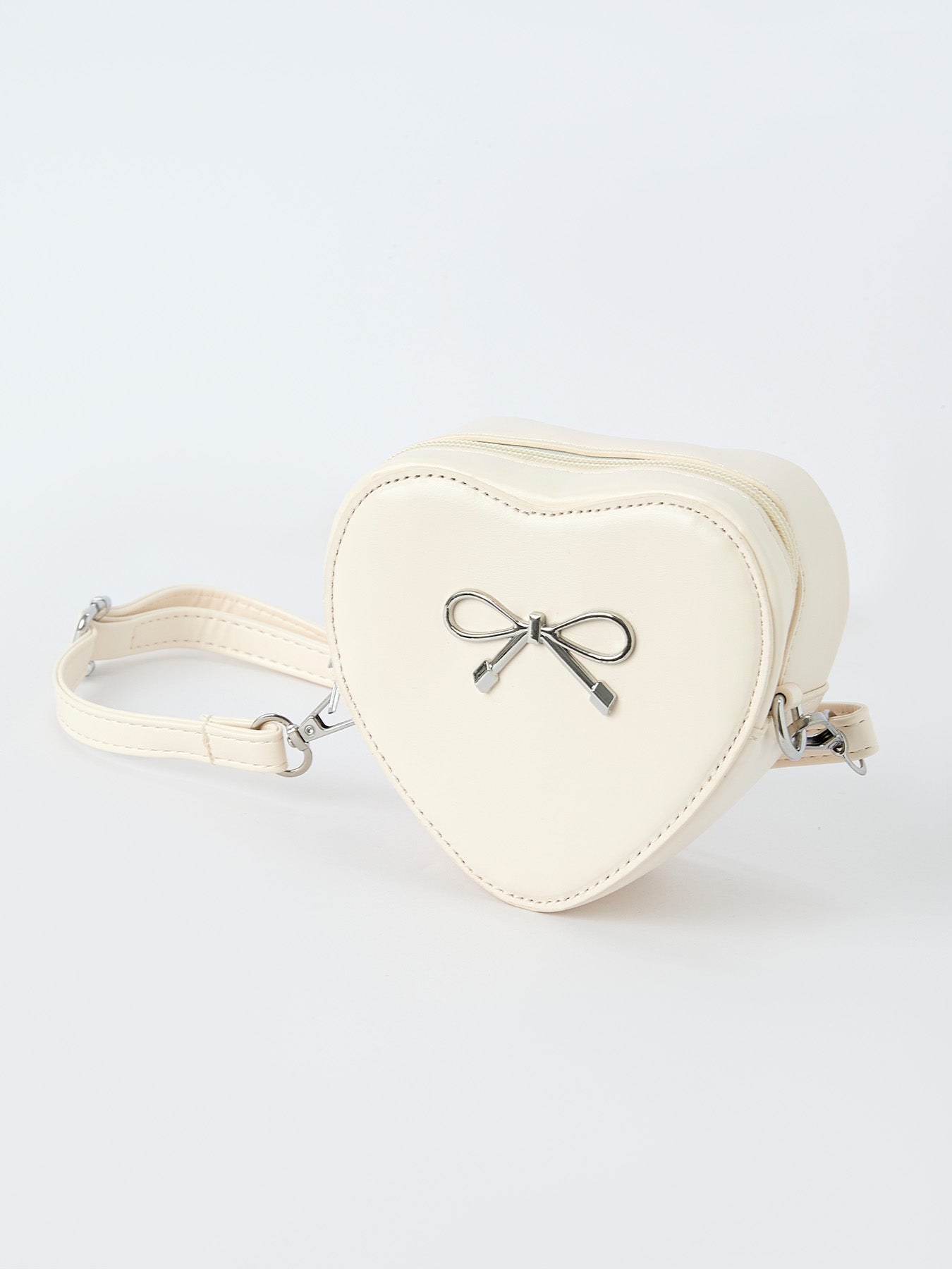Christmas And Valentine's Sweet Heart-shaped Crossbody Girls Bag With Bow