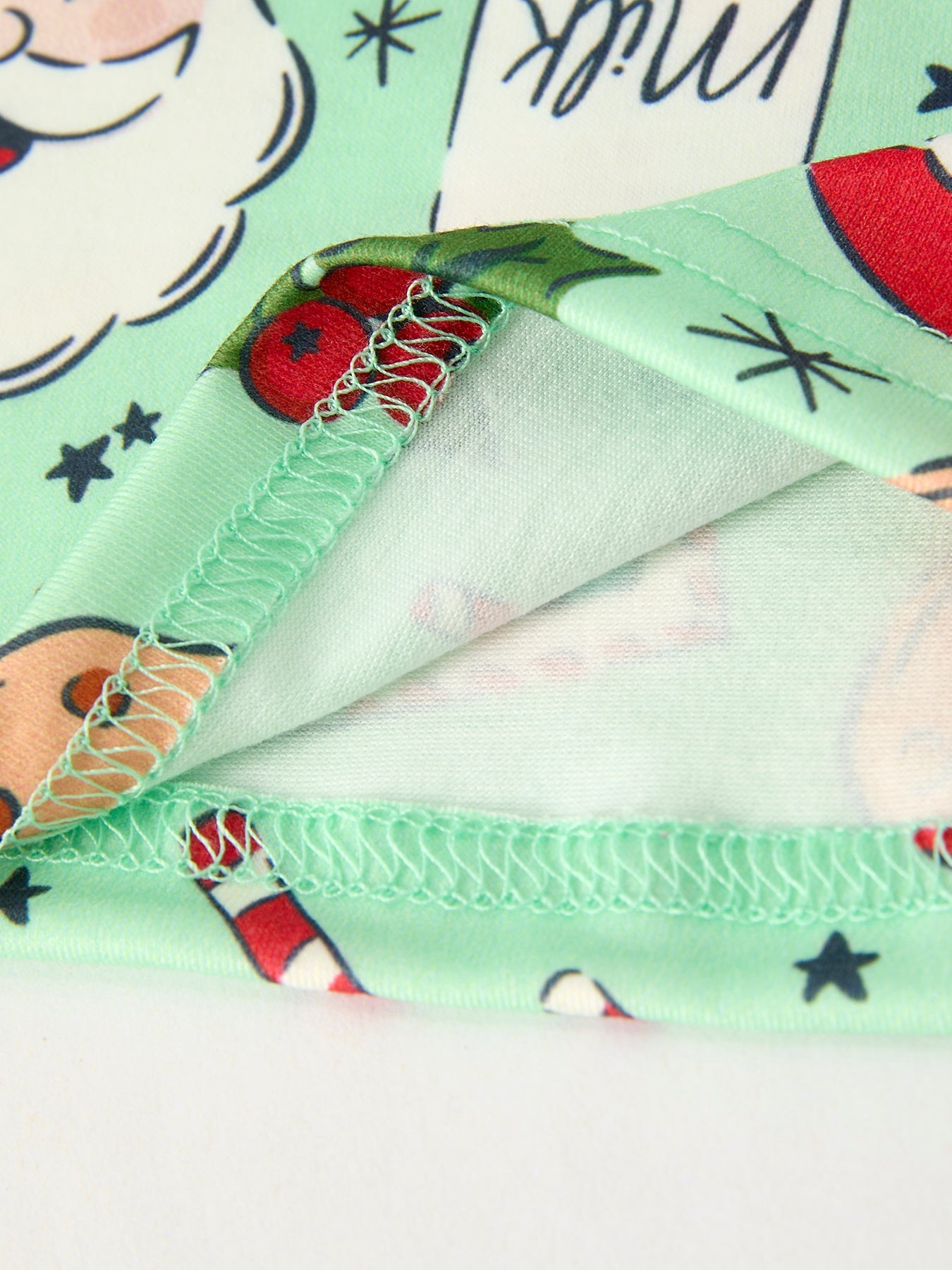 Christmas Santa And Cookie Print Girls Pajamas With Red Ruffle