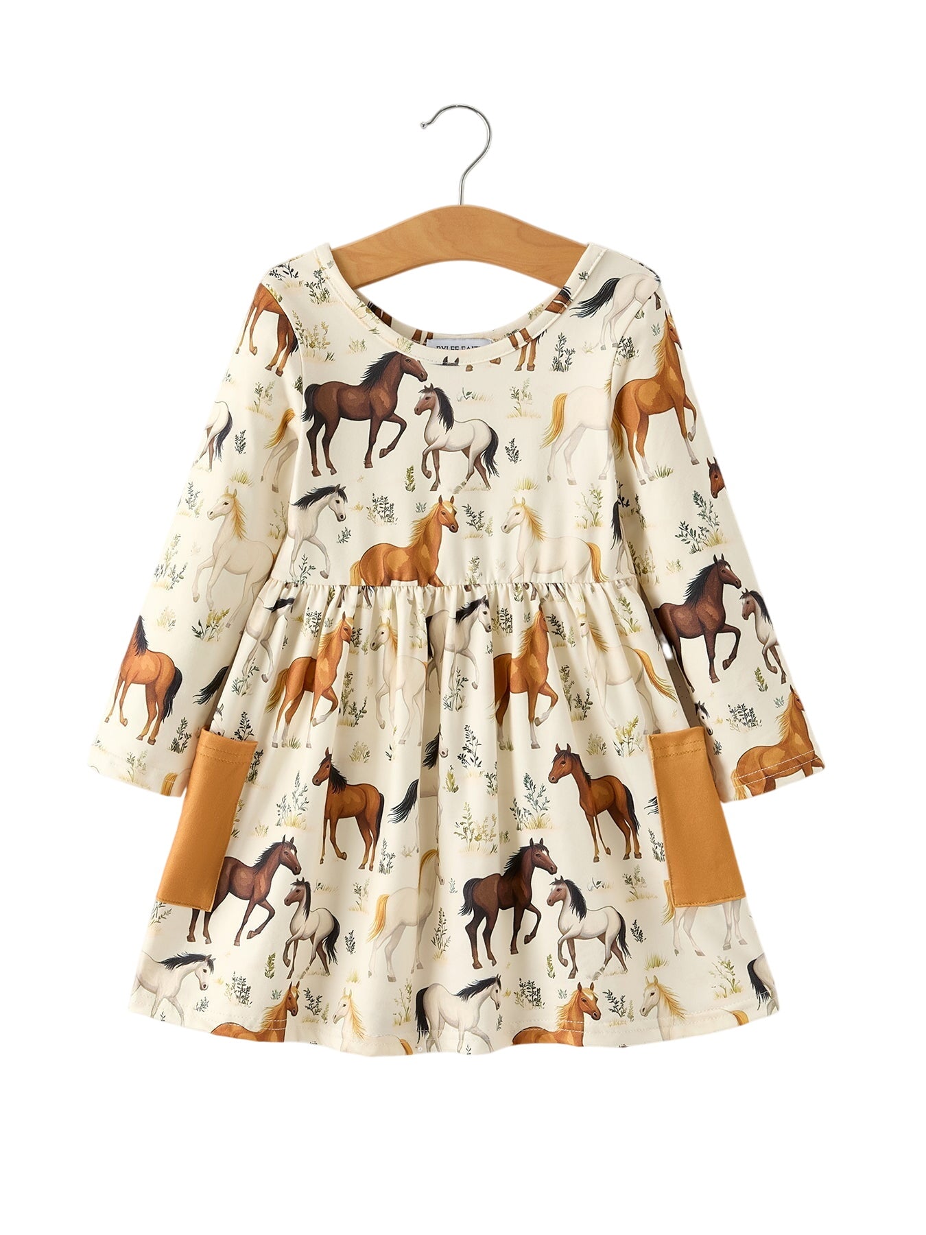 Western Horse Print Long Sleeve Dress