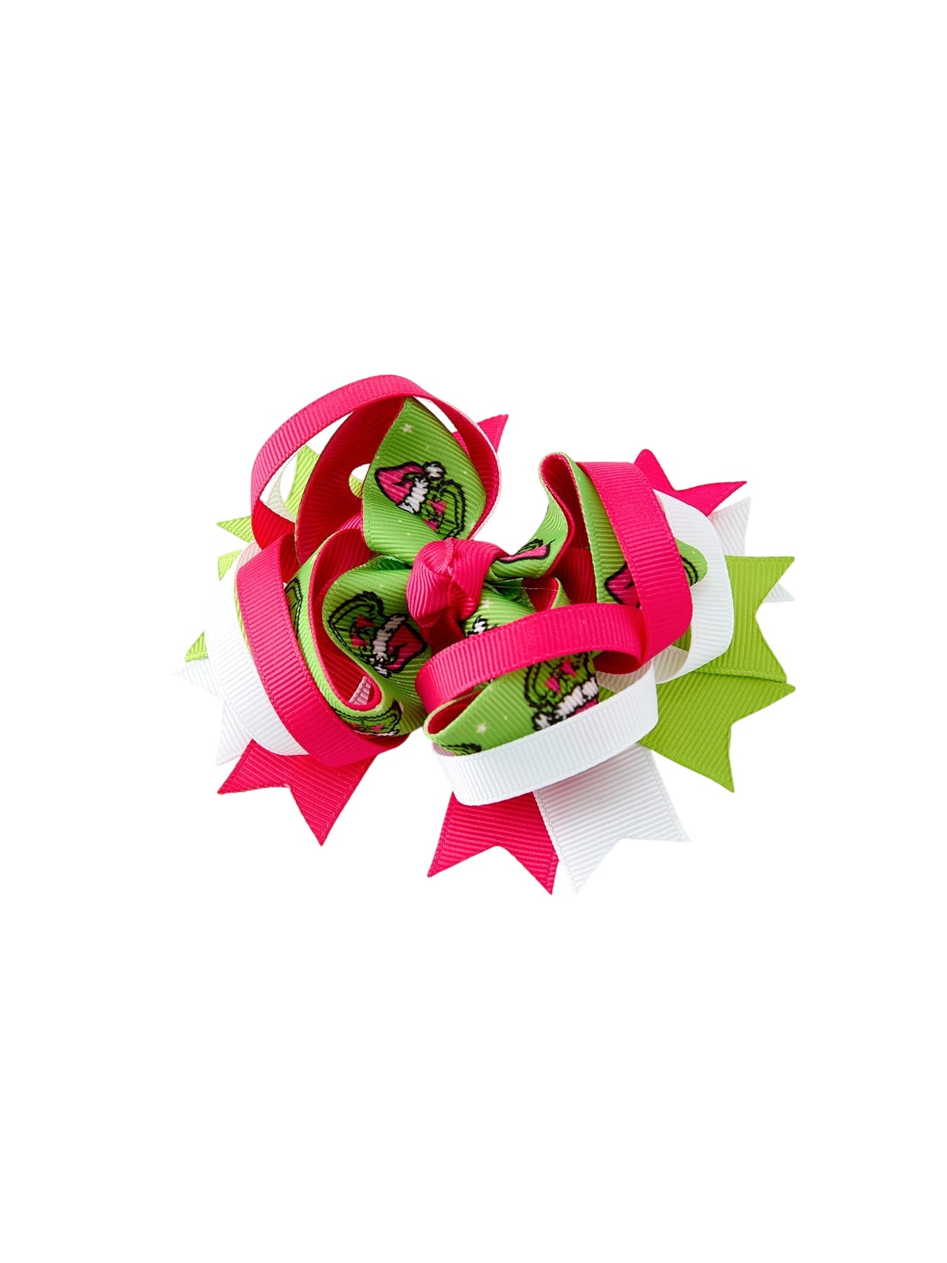 Fashion Christmas Character Red Green Bow 4.7 Inch Hairpin