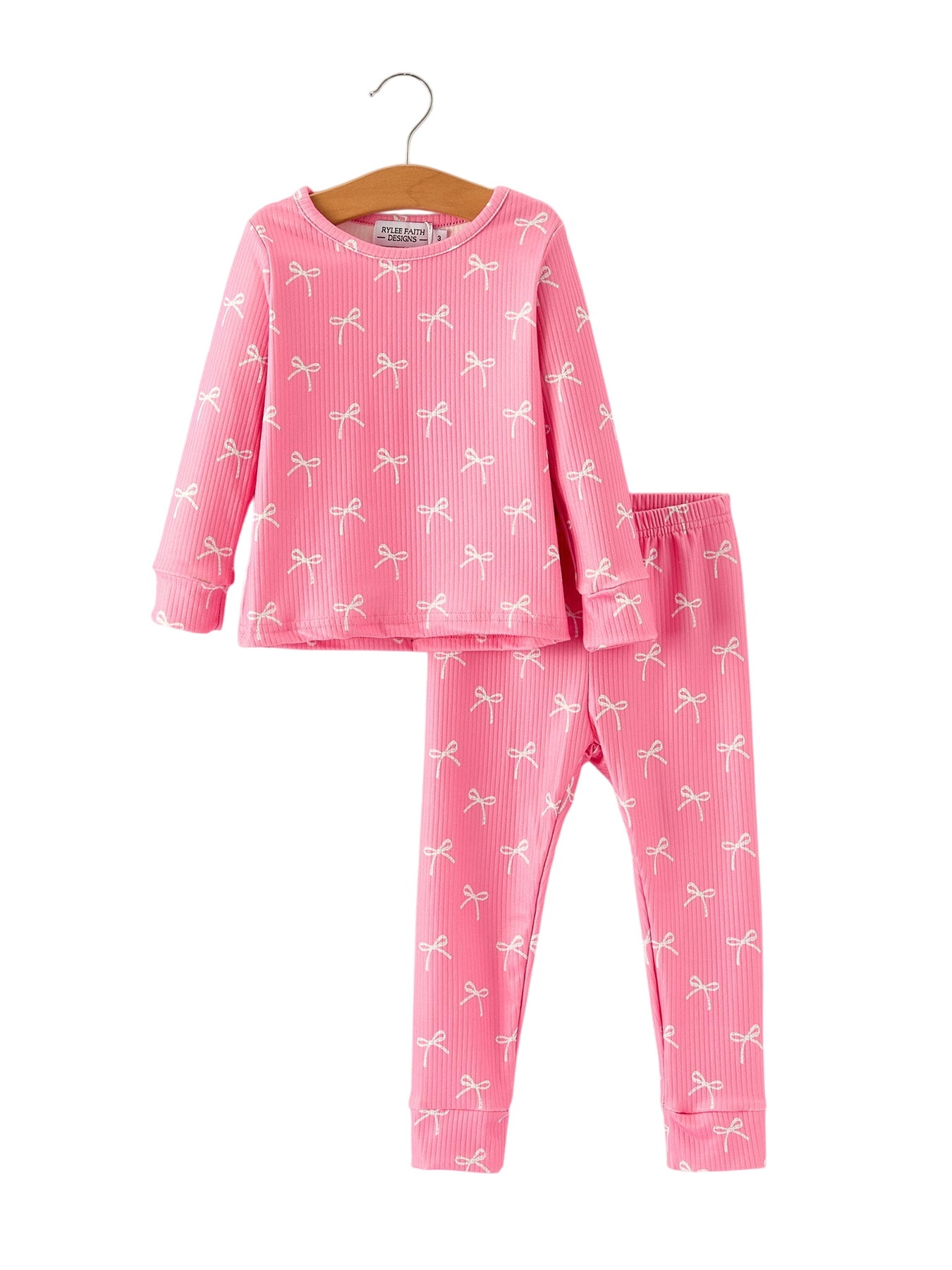 Christmas Girls Pink Bow Pajama Set: Comfy And Cute