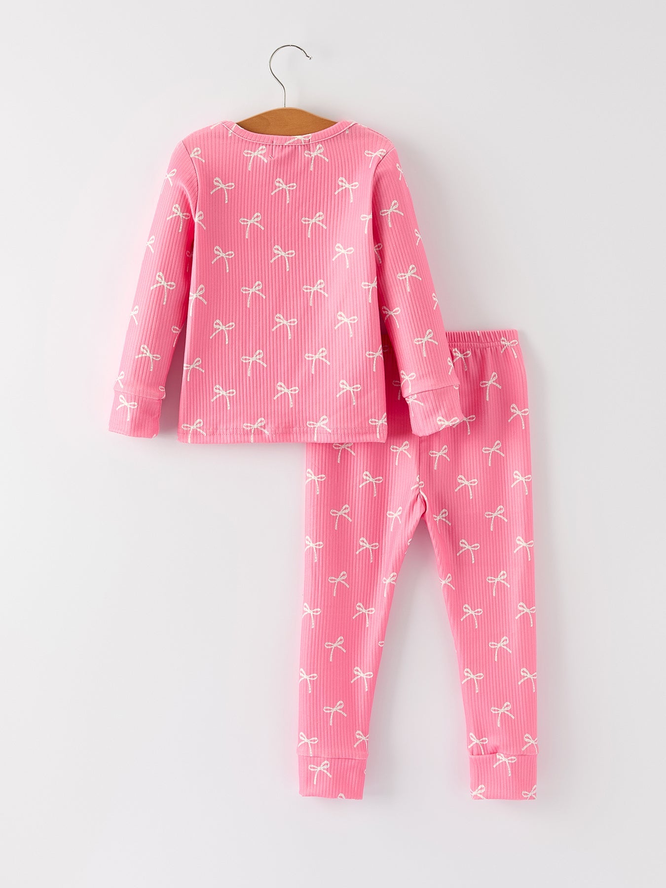 Christmas Girls Pink Bow Pajama Set: Comfy And Cute