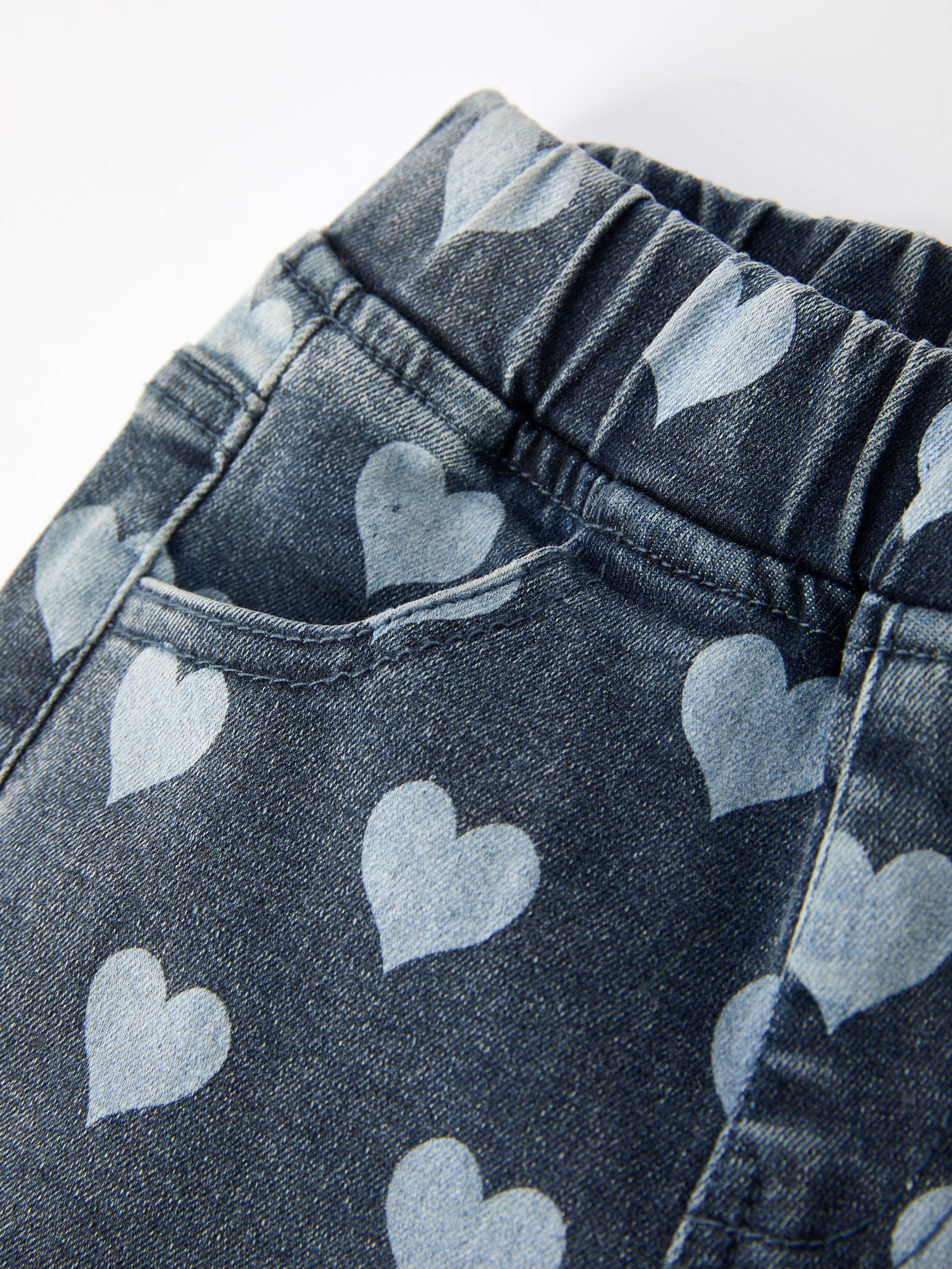 Heart Pattern Denim Bell Bottom Pants For Kids