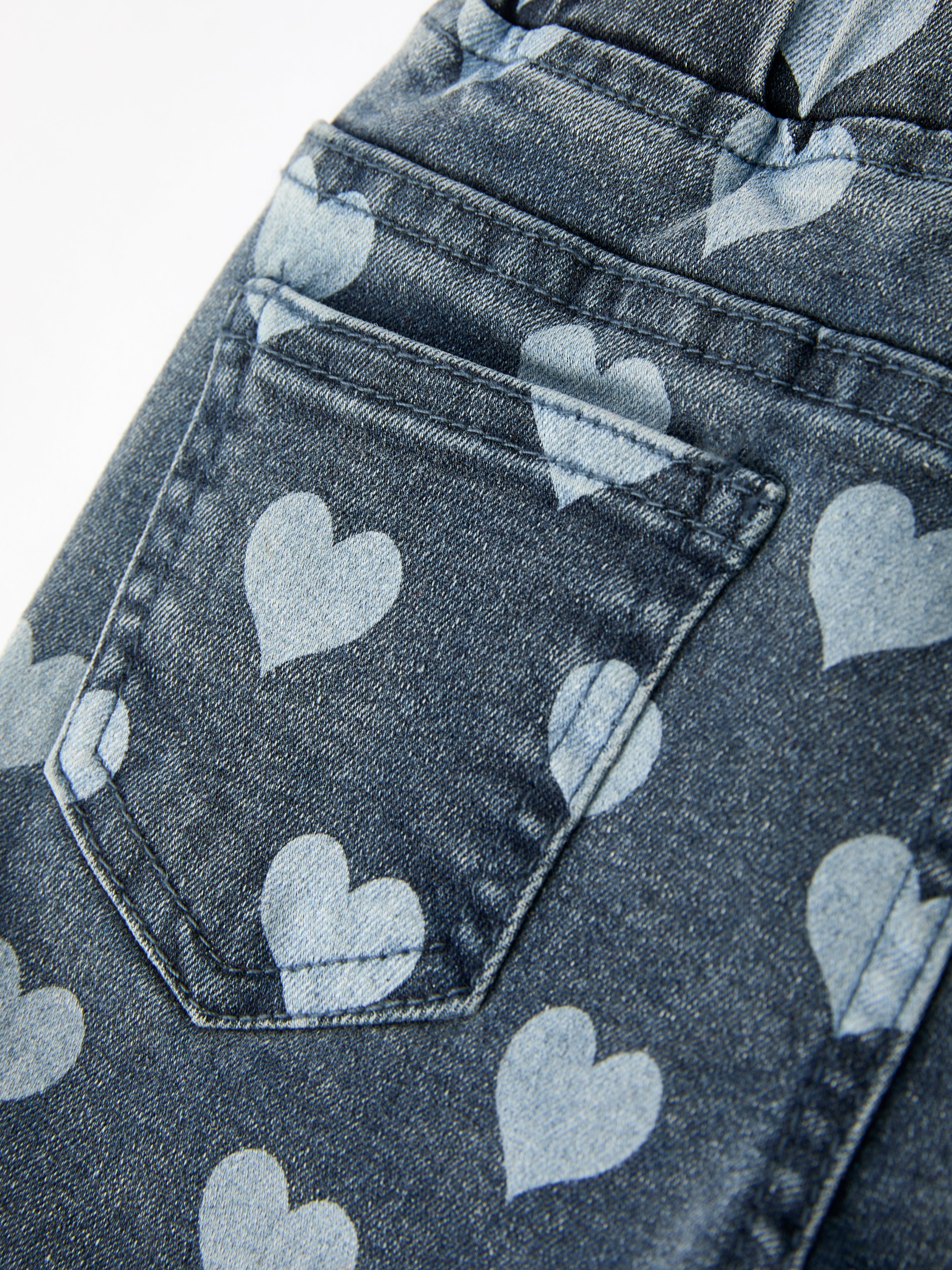 Heart Pattern Denim Bell Bottom Pants For Kids