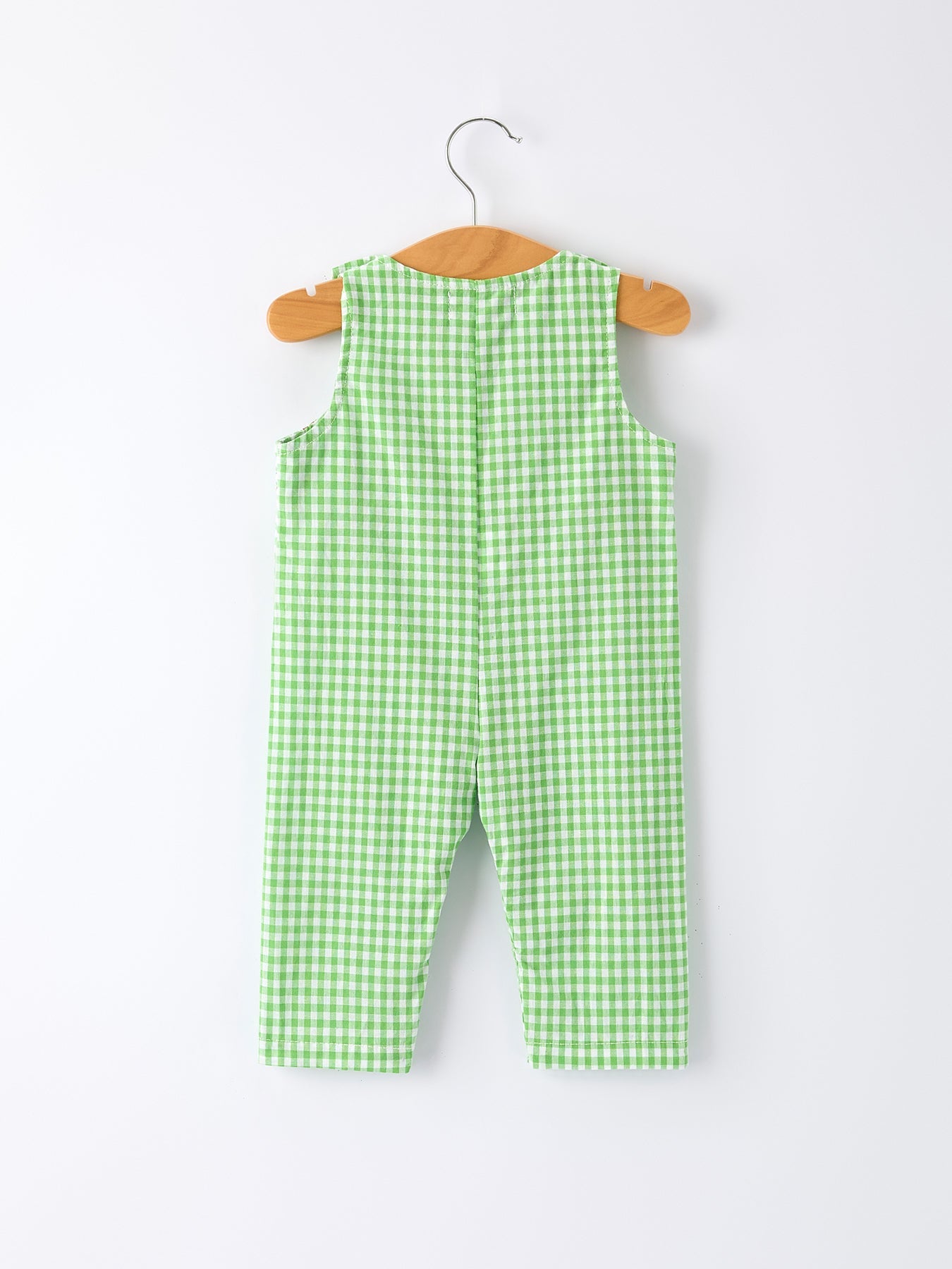 Preorder Christmas Tree Smocked Baby Romper With Green Plaid