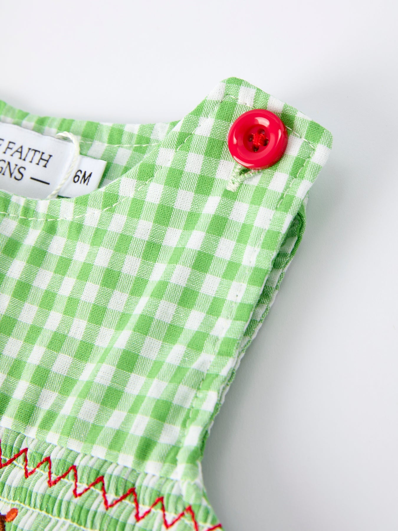 Preorder Christmas Tree Smocked Baby Romper With Green Plaid