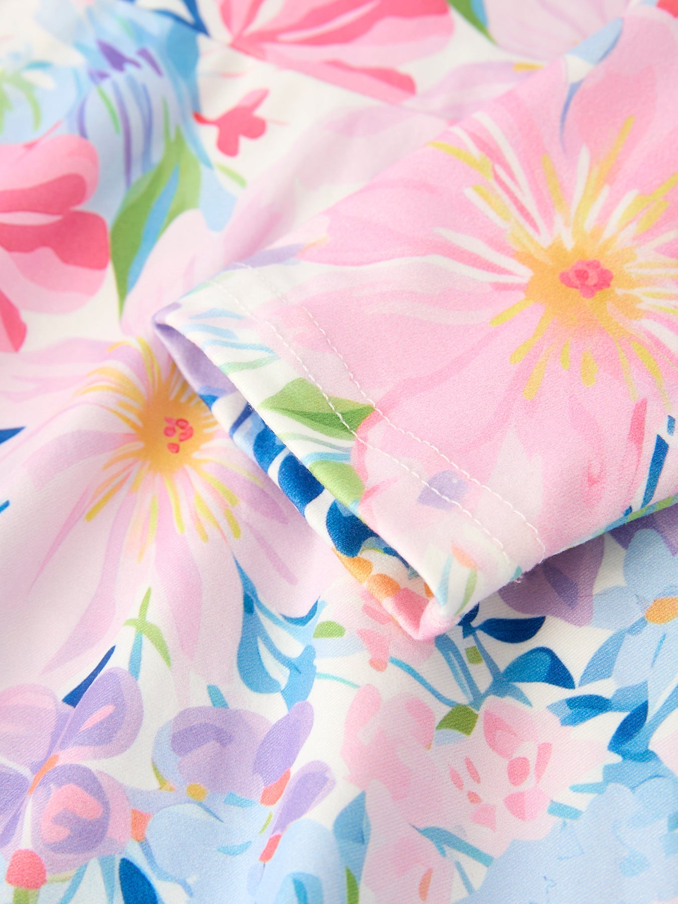 Christmas Floral Print Girl Dress With Long Sleeves