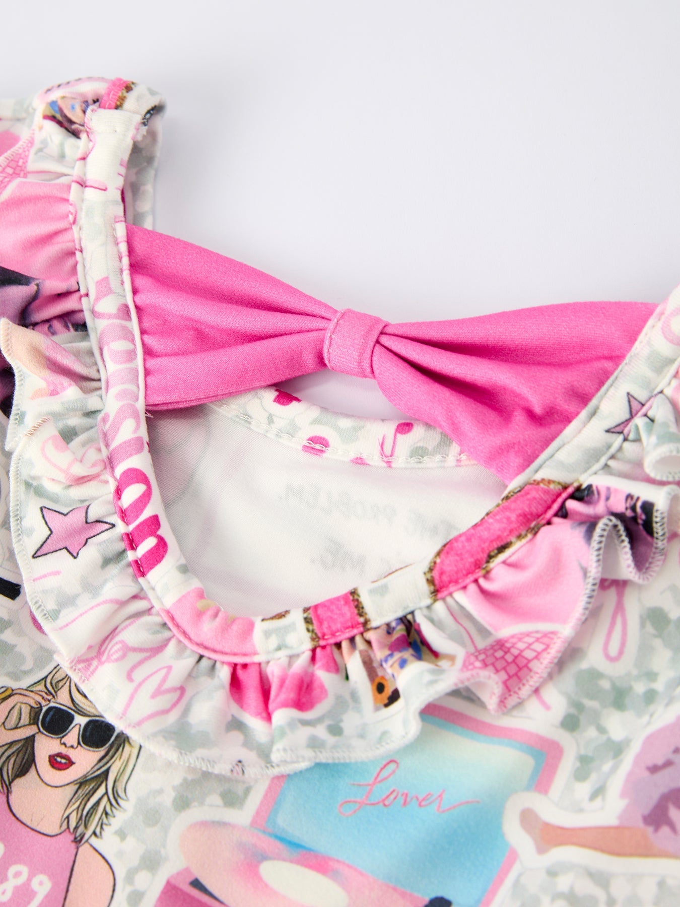 Pink Ts Print Ruffle Girls' Long Sleeve Christmas Dress