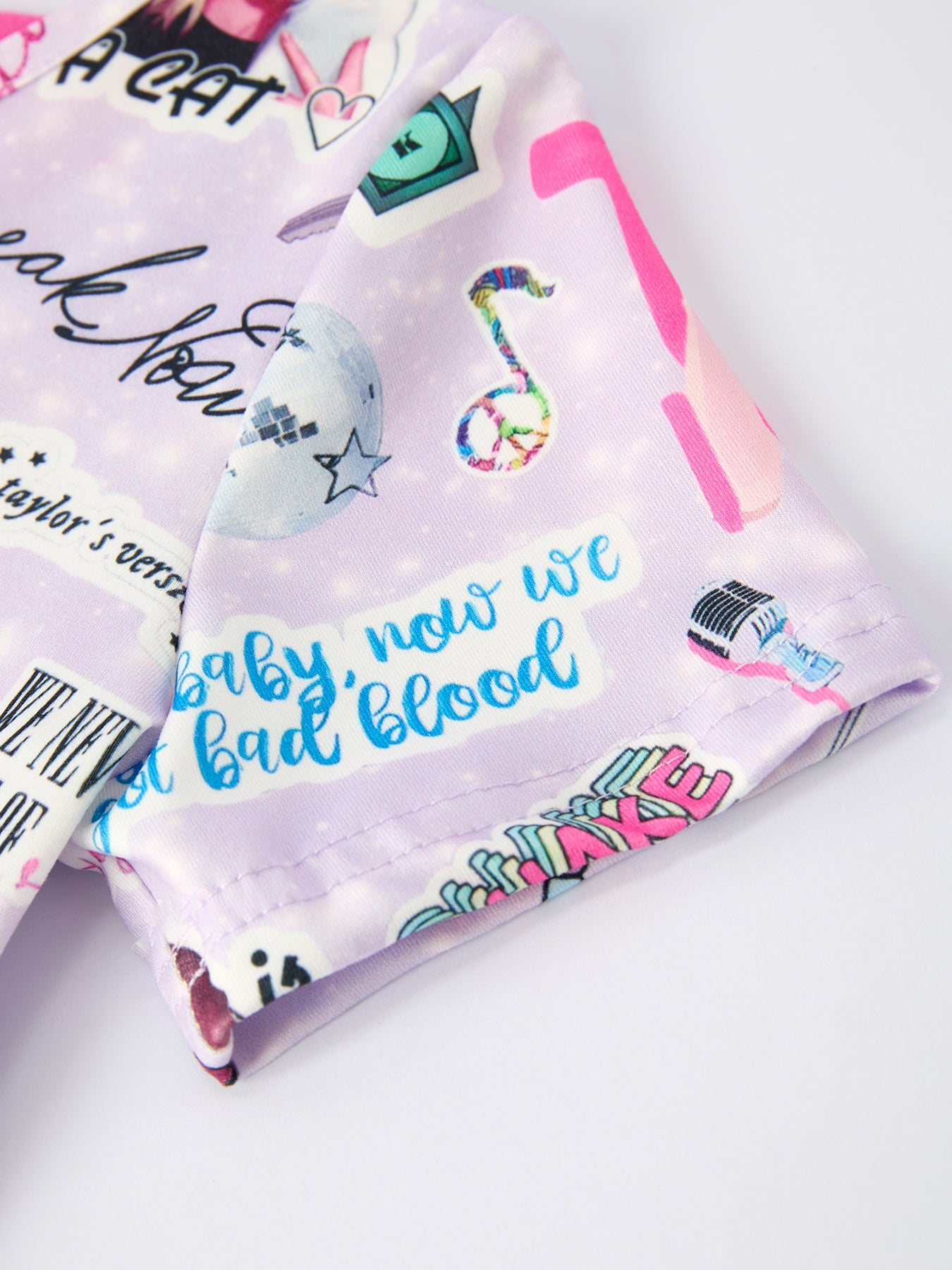 Purple Ts Print Ruffle Girls' Short Sleeve Christmas Dress