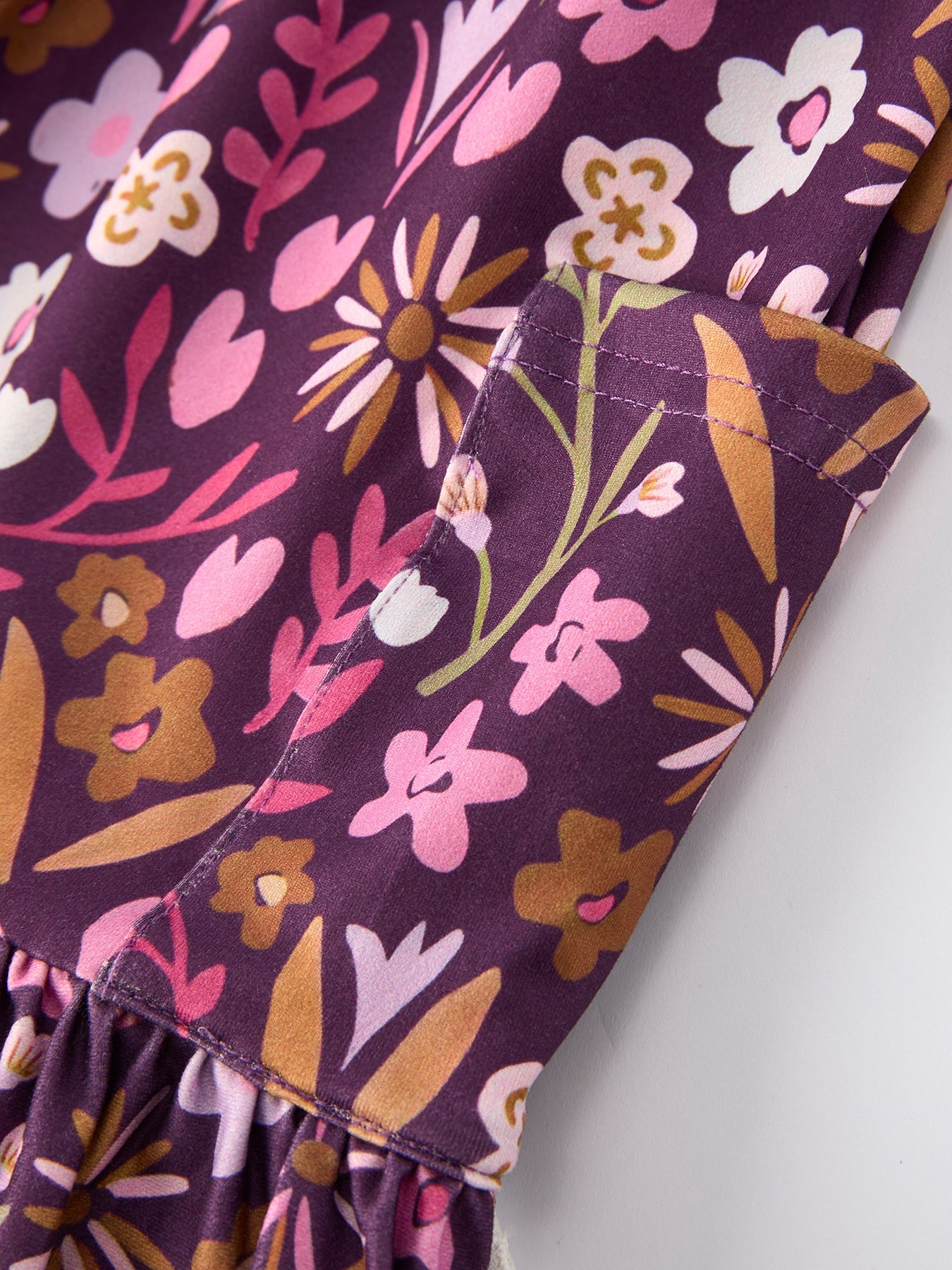 Retro Floral Print Short Sleeve  Girls Dress  With Pockets