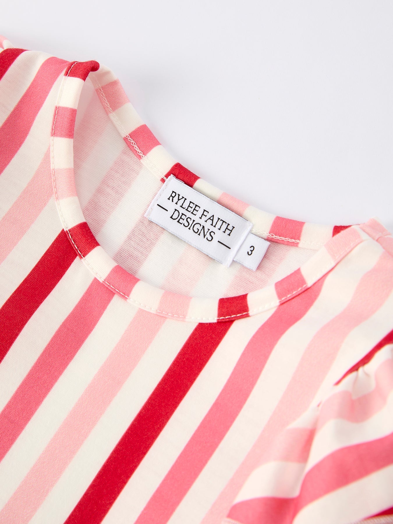 Valentine’s Girls Long Sleeve 3-piece Dress Set With Hearts And Stripes