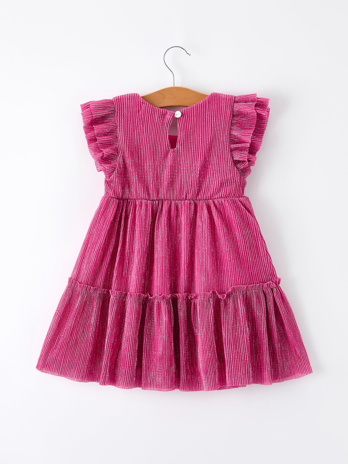 Girls Pink Bow Print Short Sleeve Dress