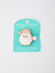 Christmas Pink Santa Girls 2-inch Hair Clip– Pink Girls' Hair Accessory
