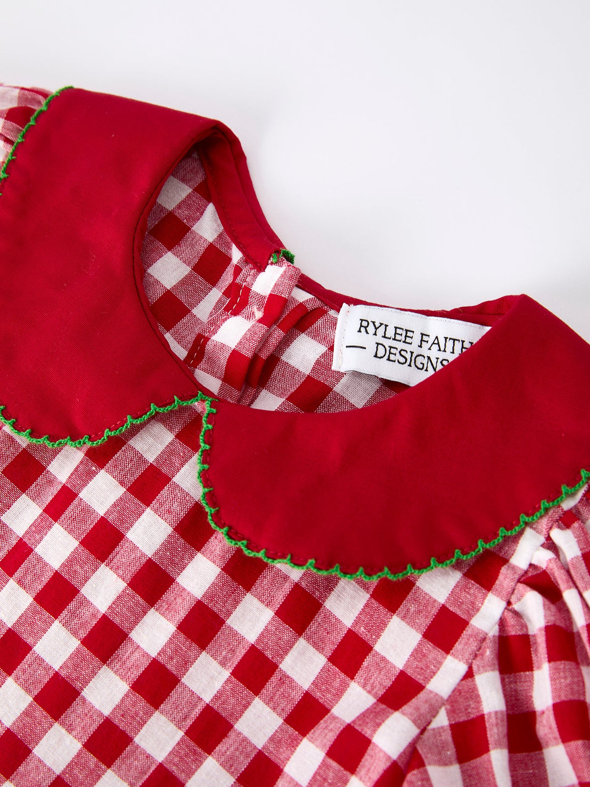 Girls Christmas Outfit – Red Plaid Dress With Tree Bow Accents