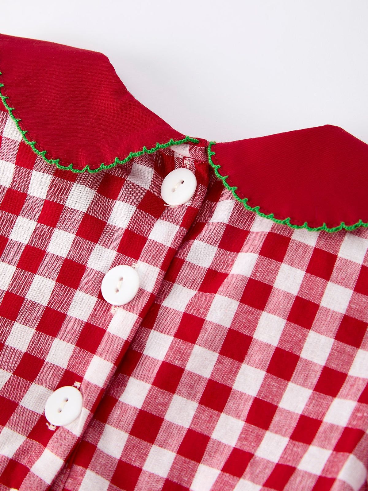 Girls Christmas Outfit – Red Plaid Dress With Tree Bow Accents