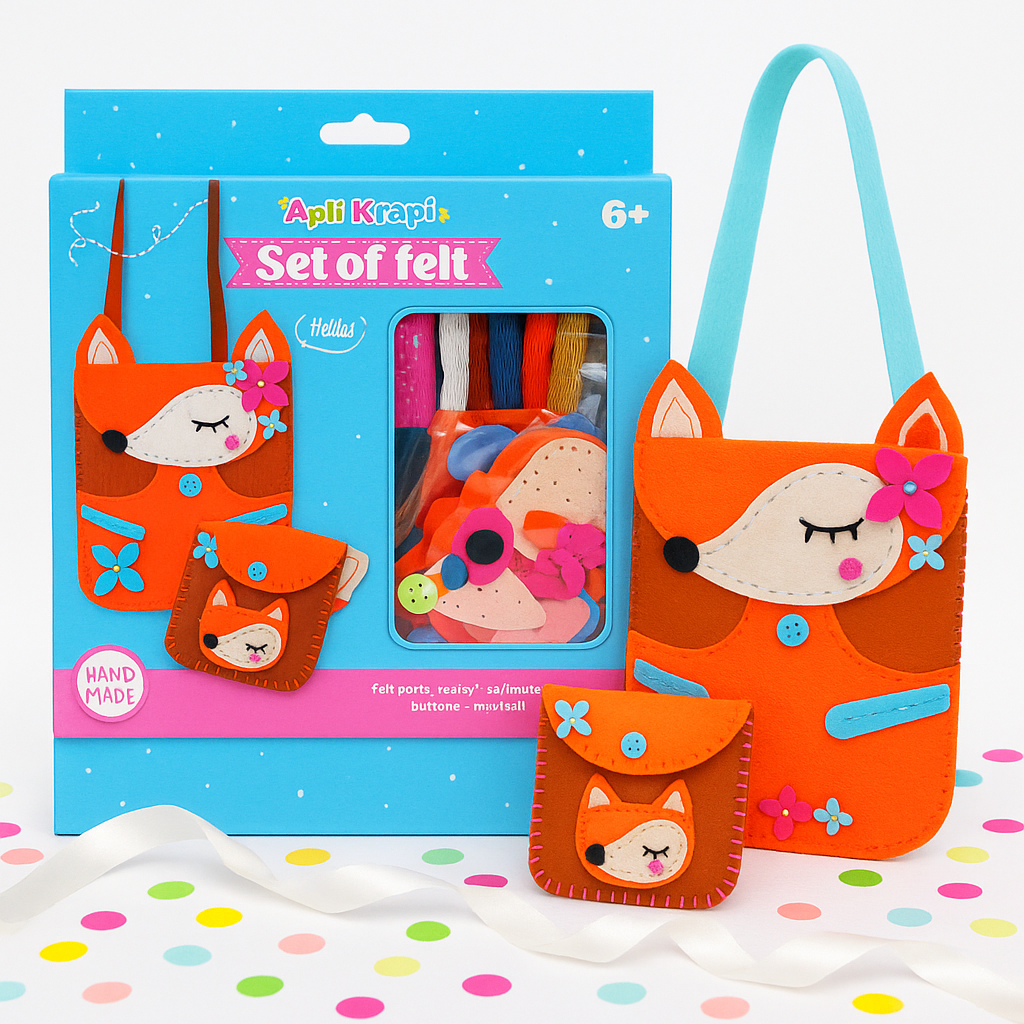 Apli Krapli - Apli Krapli Sewing Patterns Bag & Keychain Fox Printable Templates Materials Not Included Ages 10+