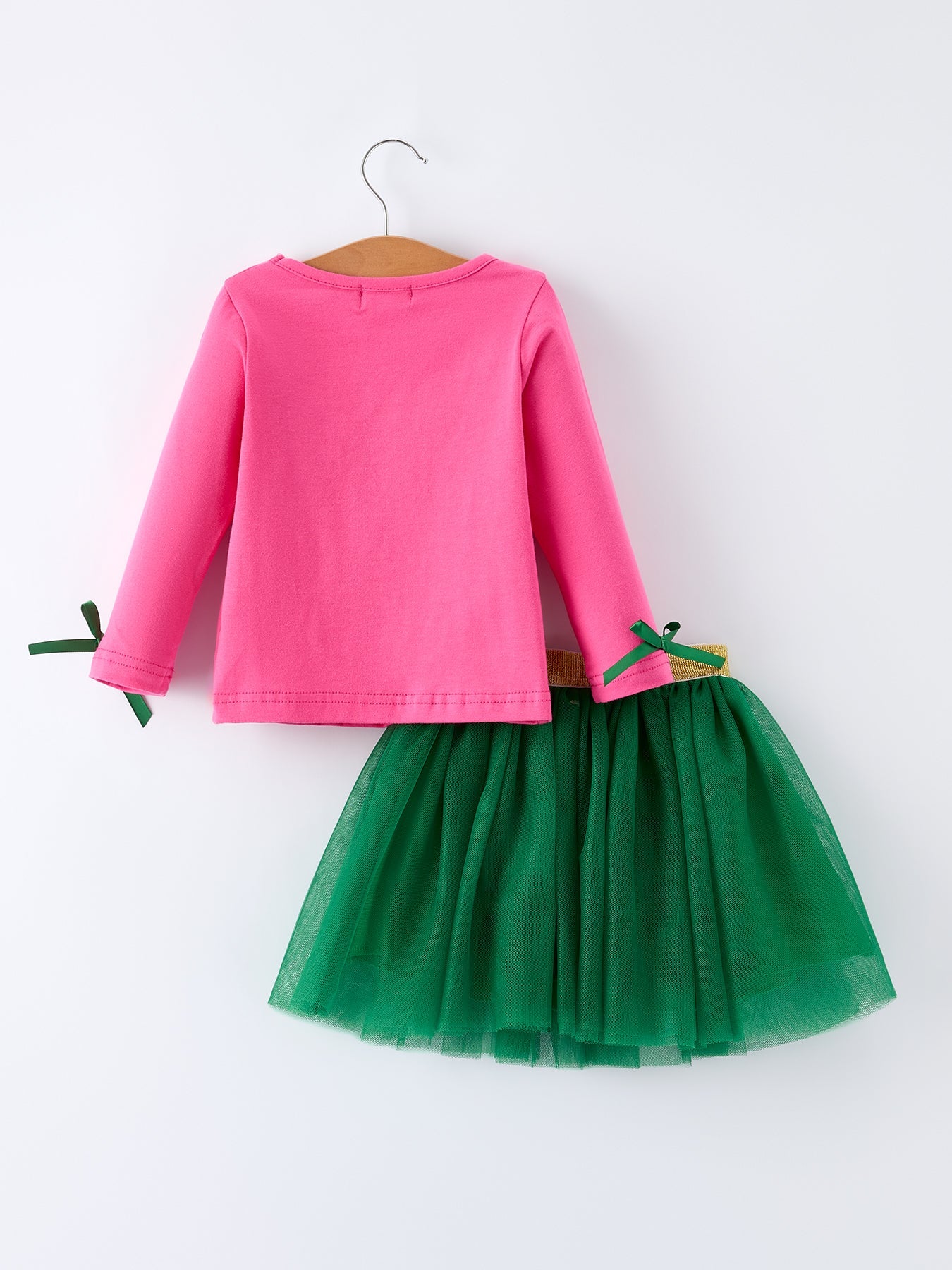 St. Patrick Shamrock  Letter Top + Girls' Tulle Sequin Skirt Set