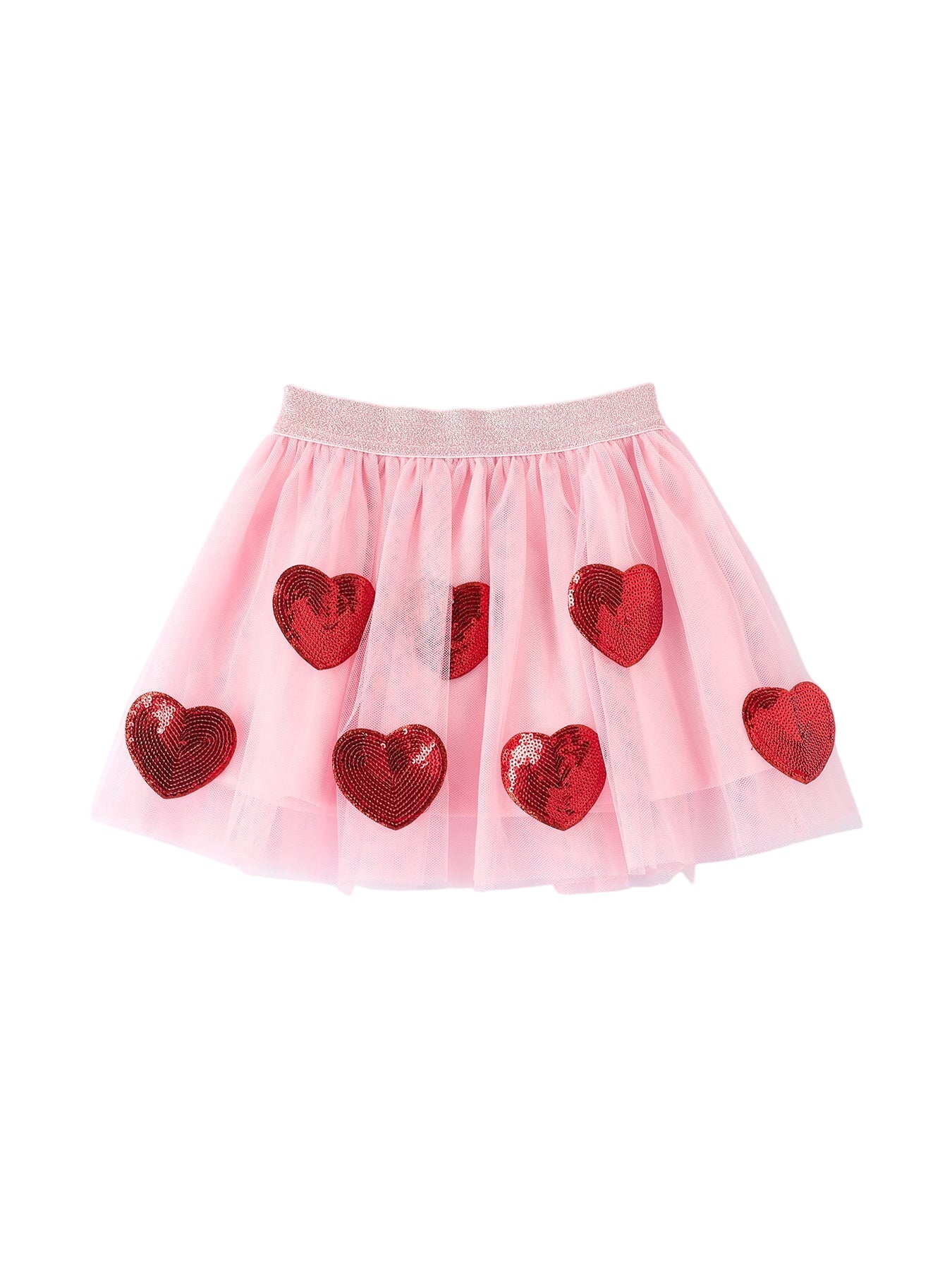 Girls' Valentine's Day Skirt With Sequined Heart Appliques