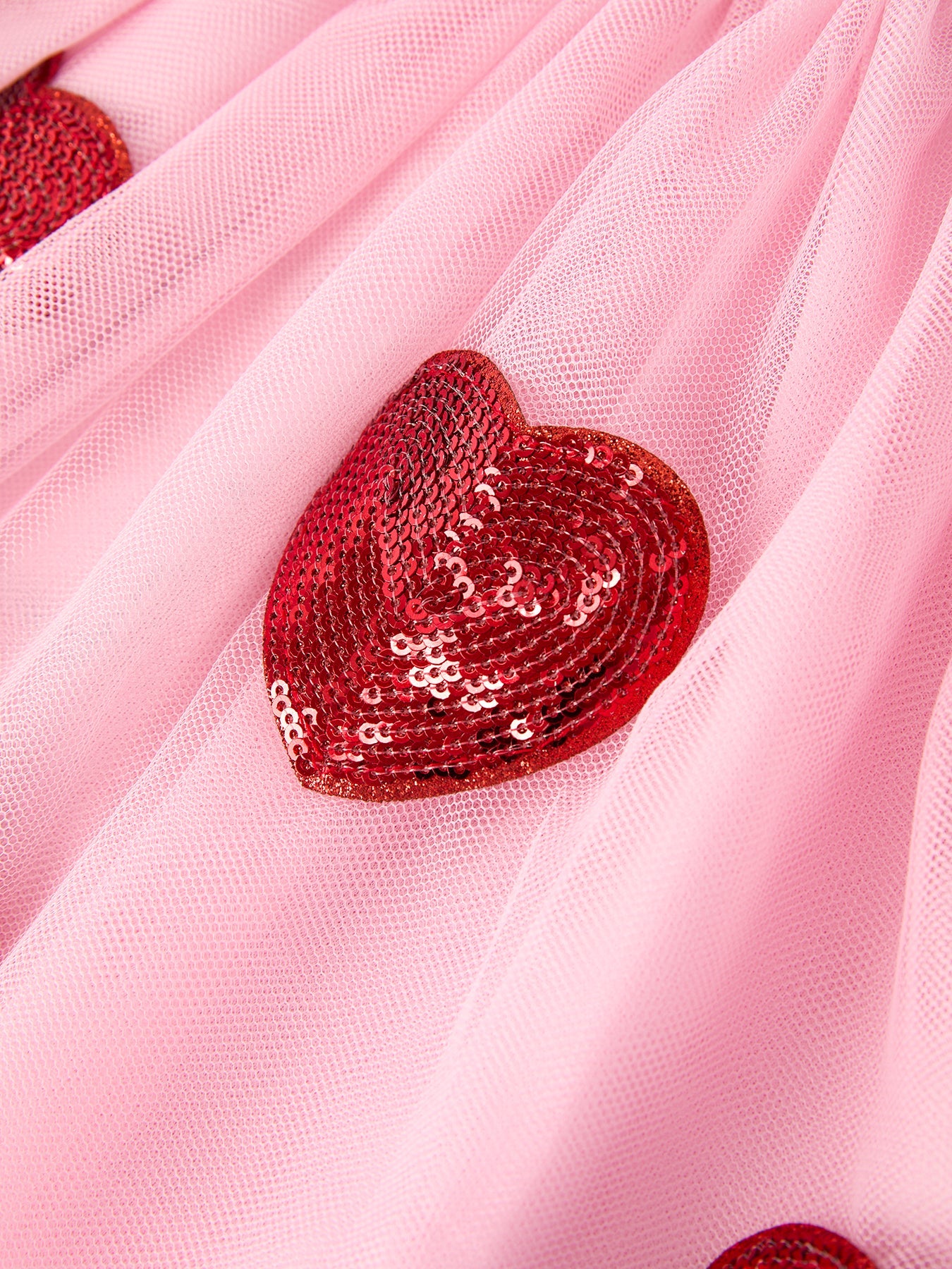 Girls' Valentine's Day Skirt With Sequined Heart Appliques