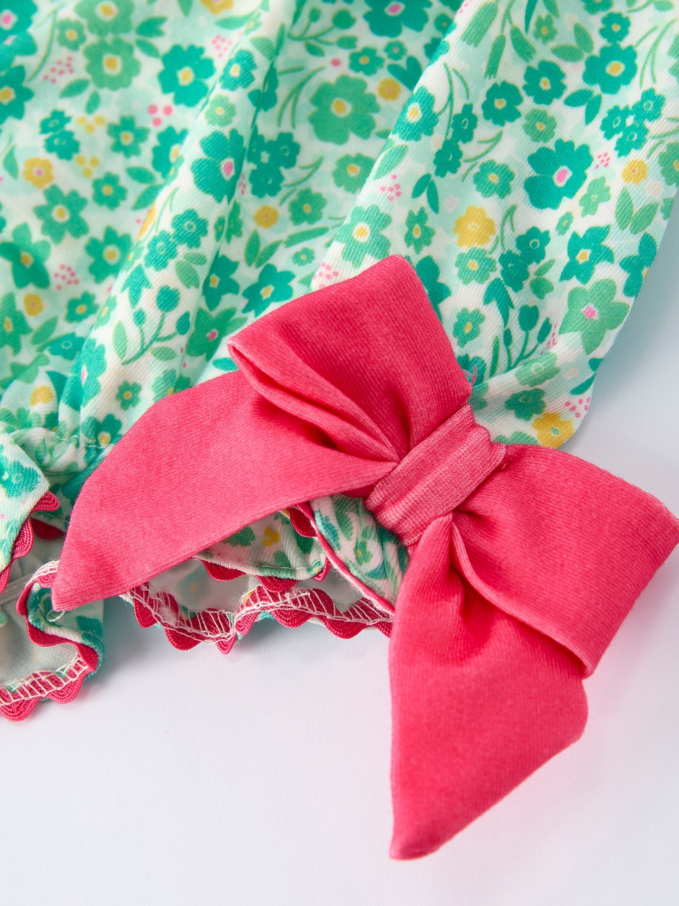 St. Patrick’s Day Shamrock Bow Smocked Baby Girl Romper