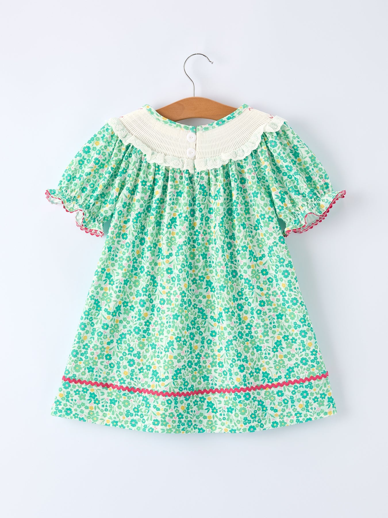 Girls St. Patrick’s Day Shamrock Bow Smocked Dress
