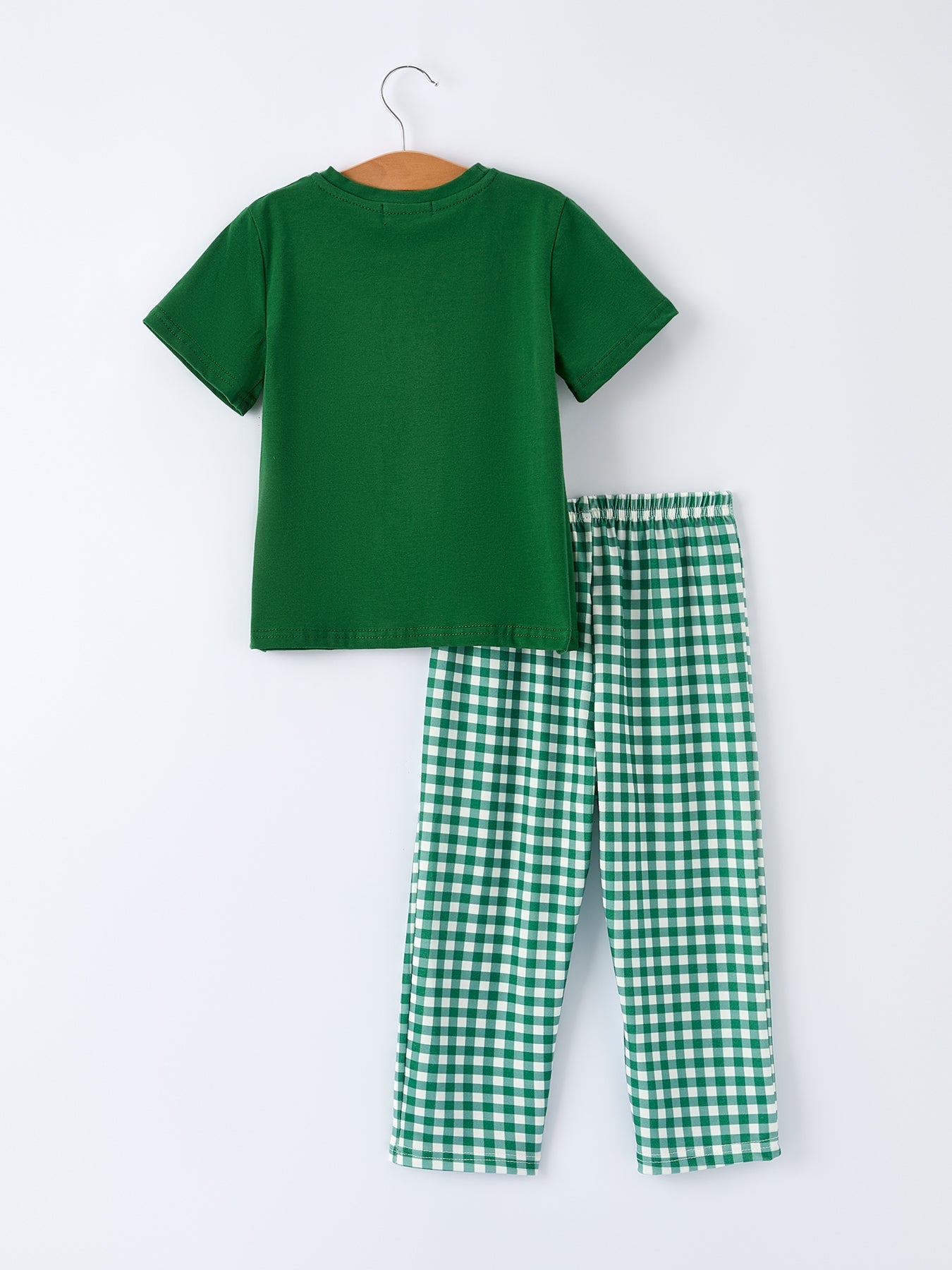 Boys St. Patrick’s Day Shamrock Puppy Smocked Plaid Set