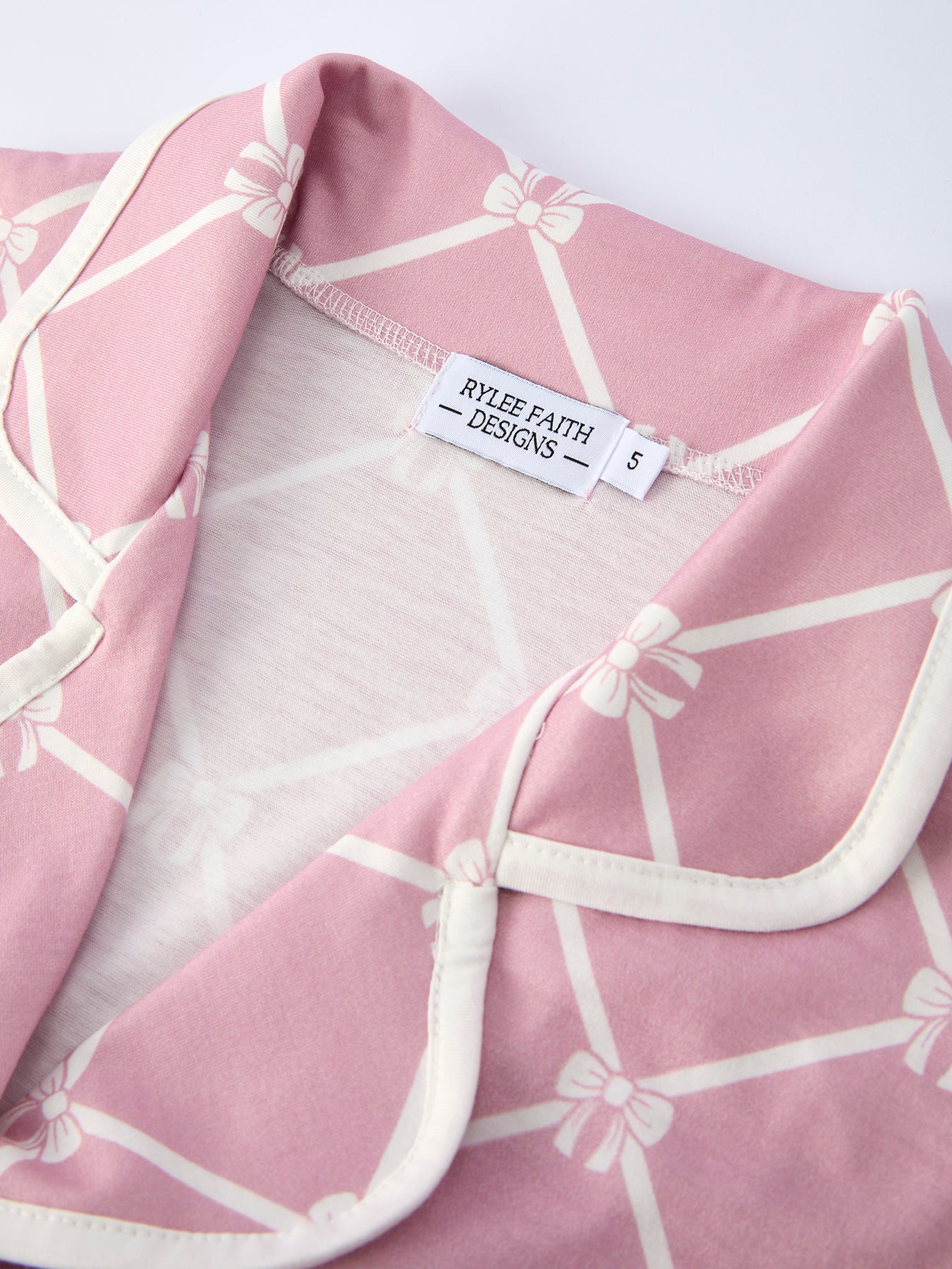 Autumn Check Bow Girls Lapel Pajamas