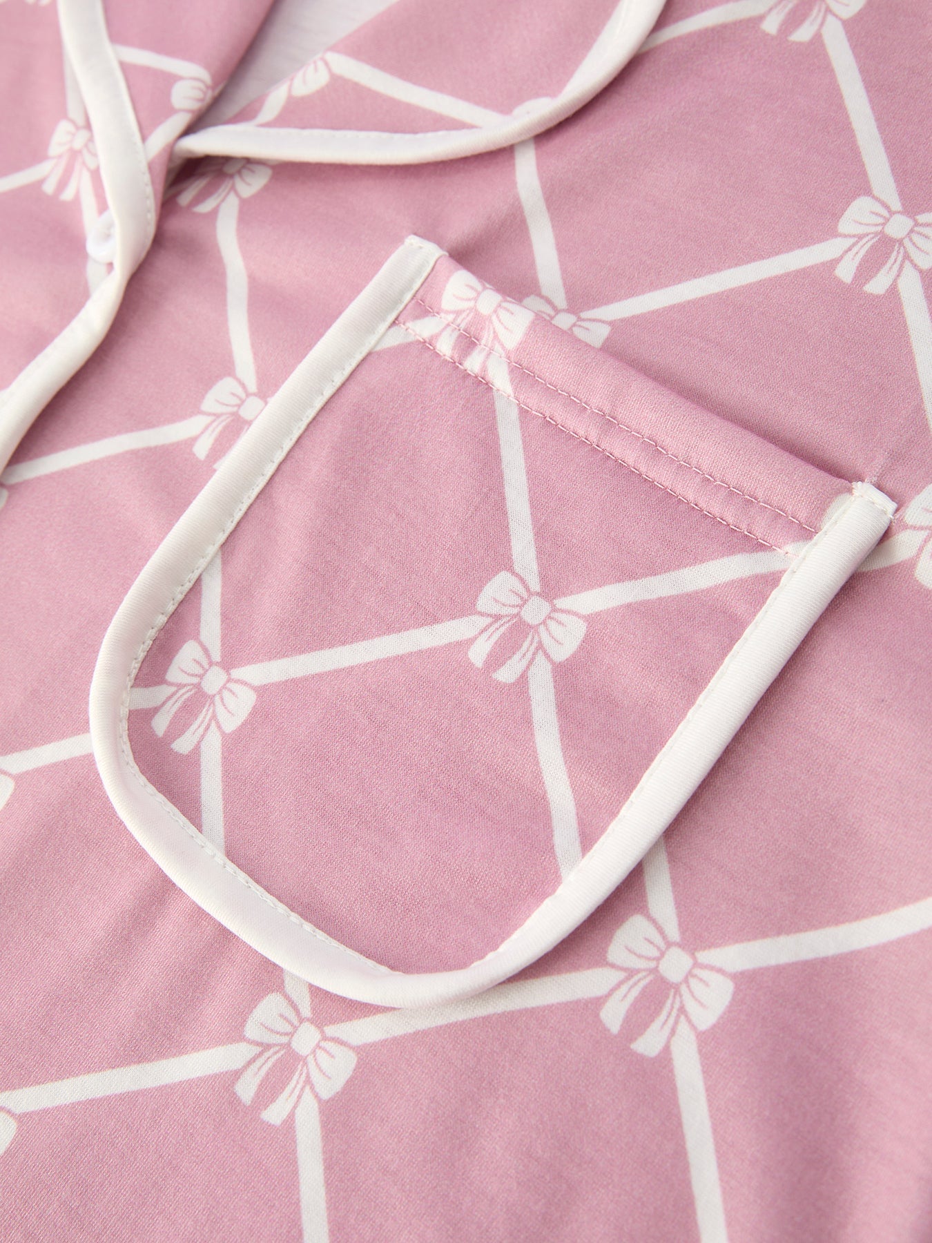 Autumn Check Bow Girls Lapel Pajamas