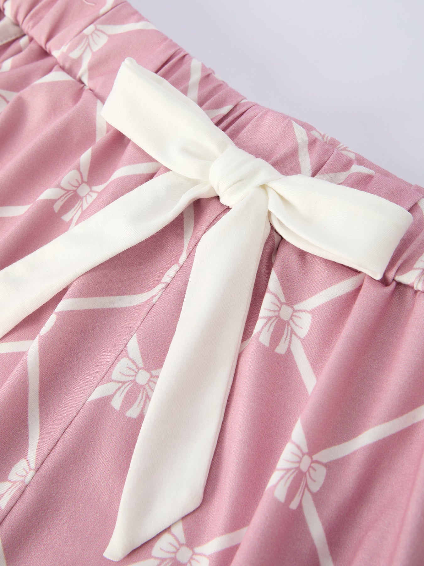 Autumn Check Bow Girls Lapel Pajamas