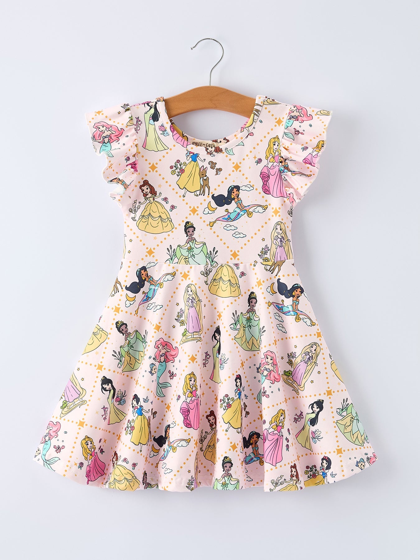 Summer Pattern Ruffle Sleeve Girls Dress