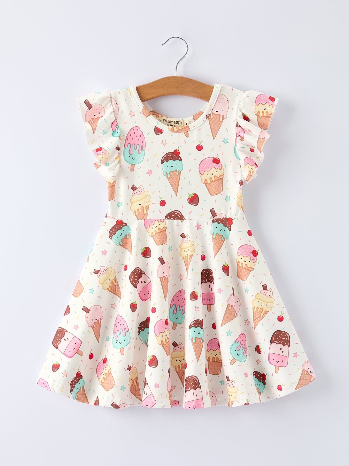 Colorful Ice Cream Pattern Girls Summer Dress