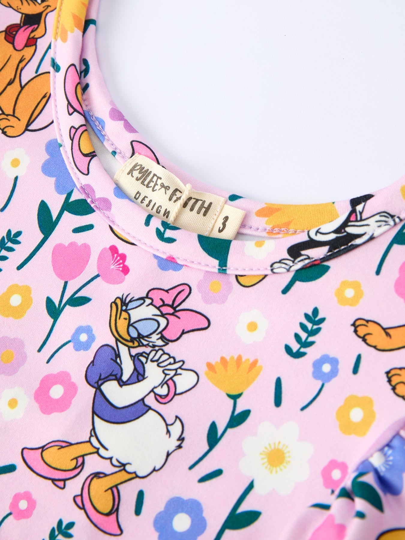 Easter Characters Floral Print Purple Girls' Dress
