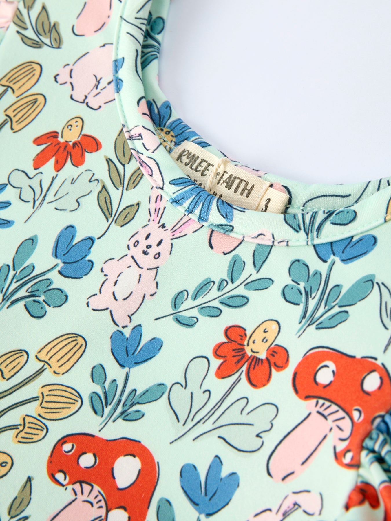 Easter Bunny And Mushroom Print Girls' Dress