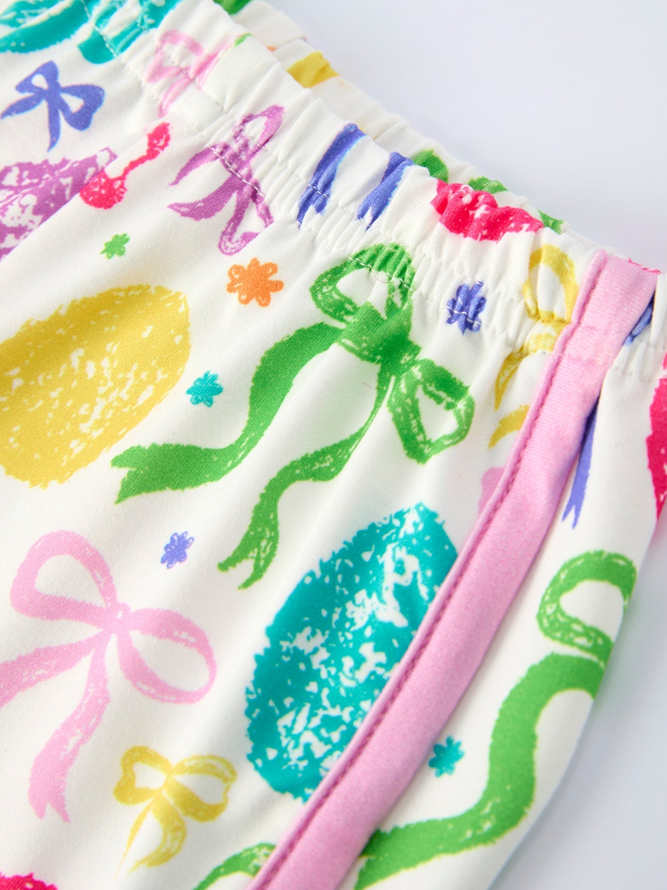 Rainbow Easter Egg Print Bow Sleeveless Vest Top And Shorts Set