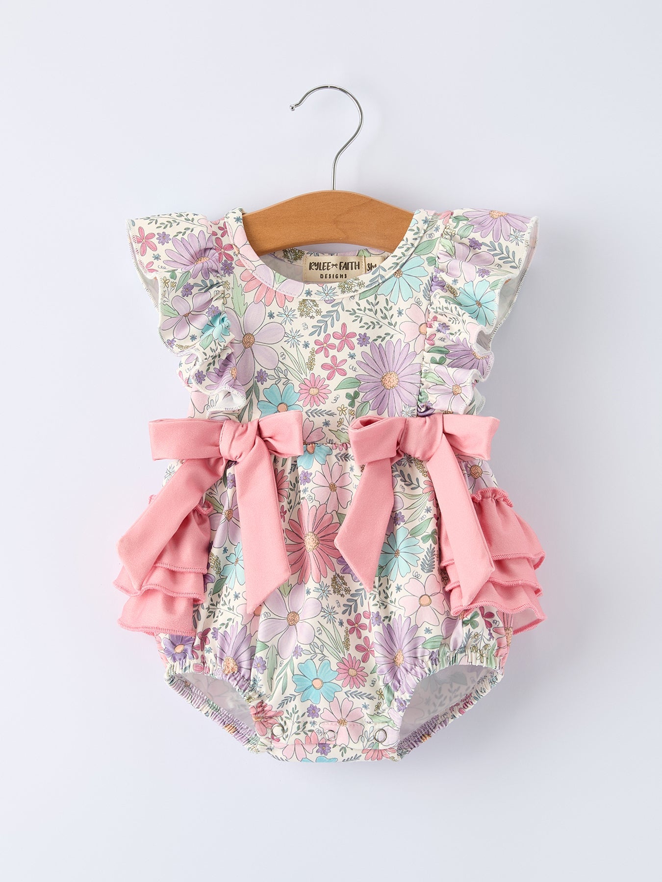 Girls Pink Floral Sleeveless Baby Girls Romper