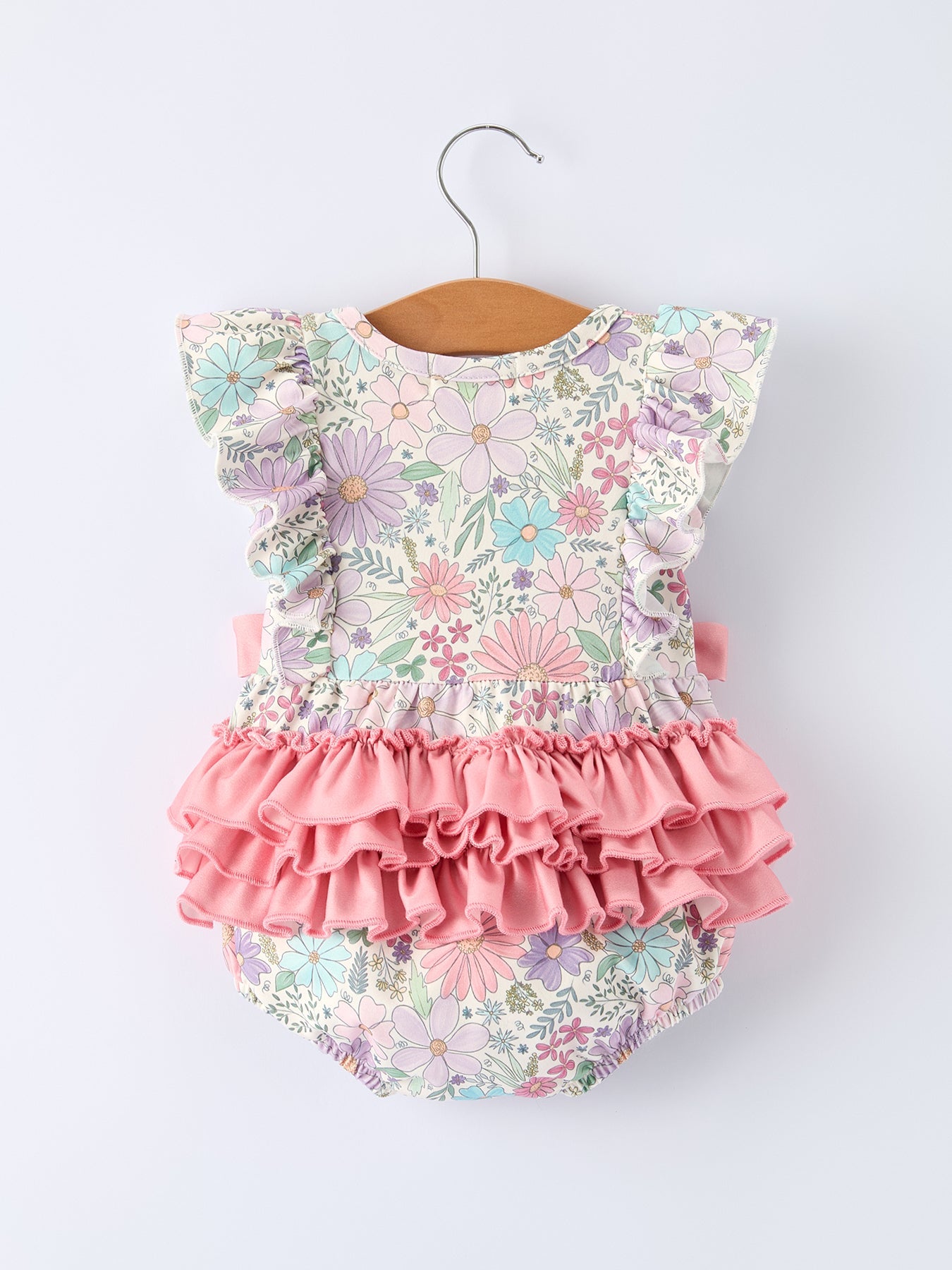 Girls Pink Floral Sleeveless Baby Girls Romper