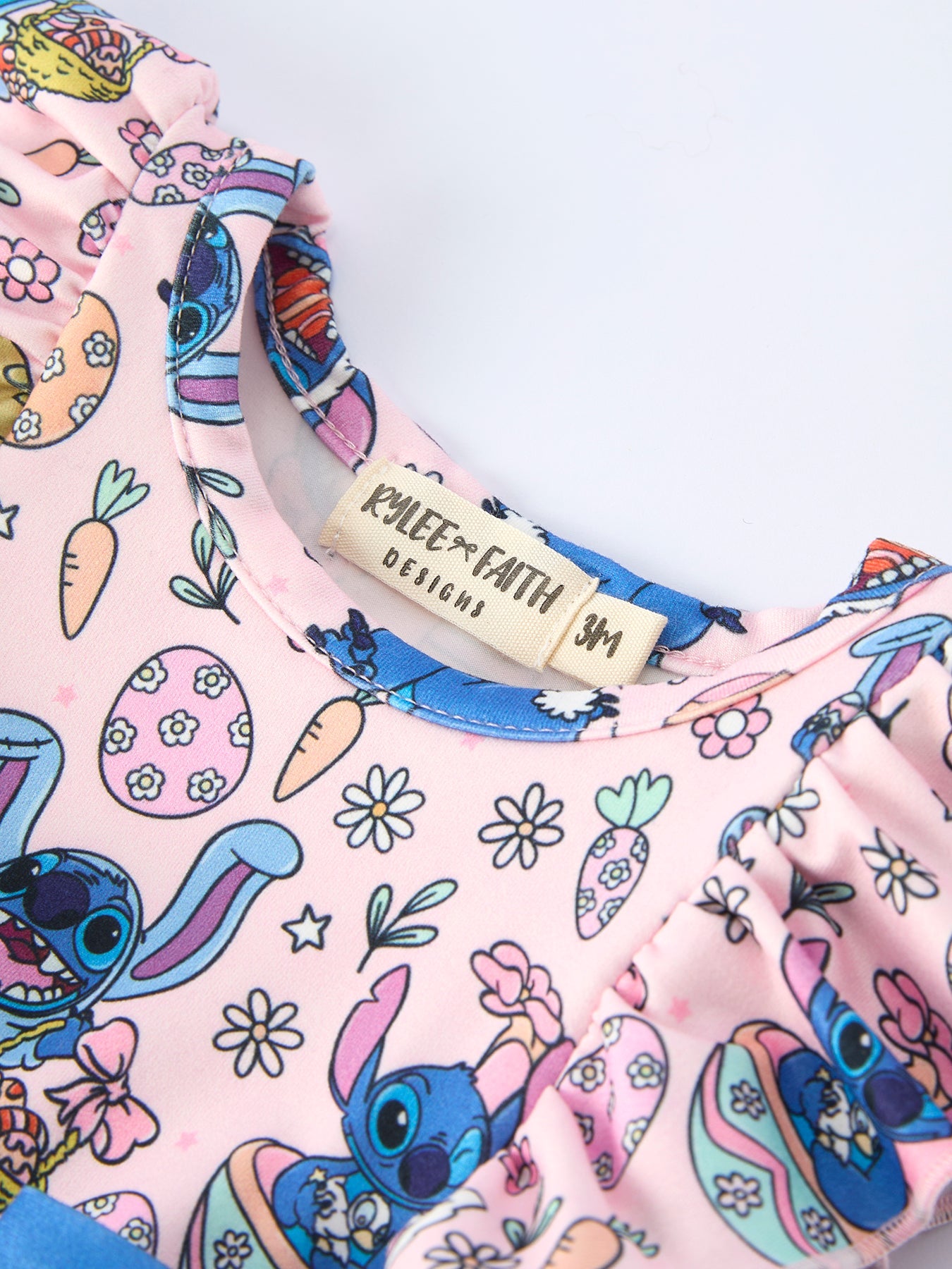 Easter Print Ruffle Bows Girl Romper