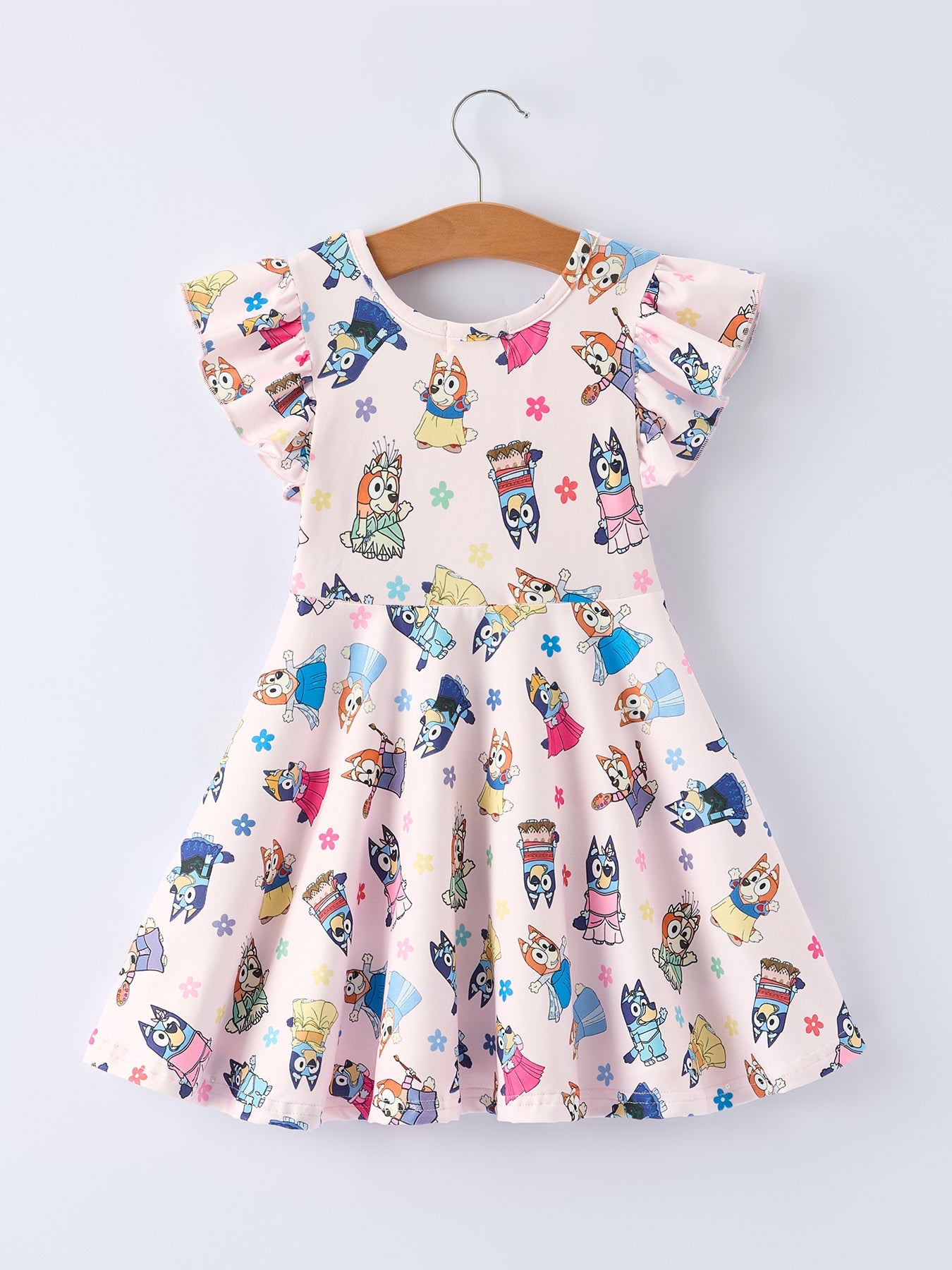 Spring Playful Character Print Girl Dress