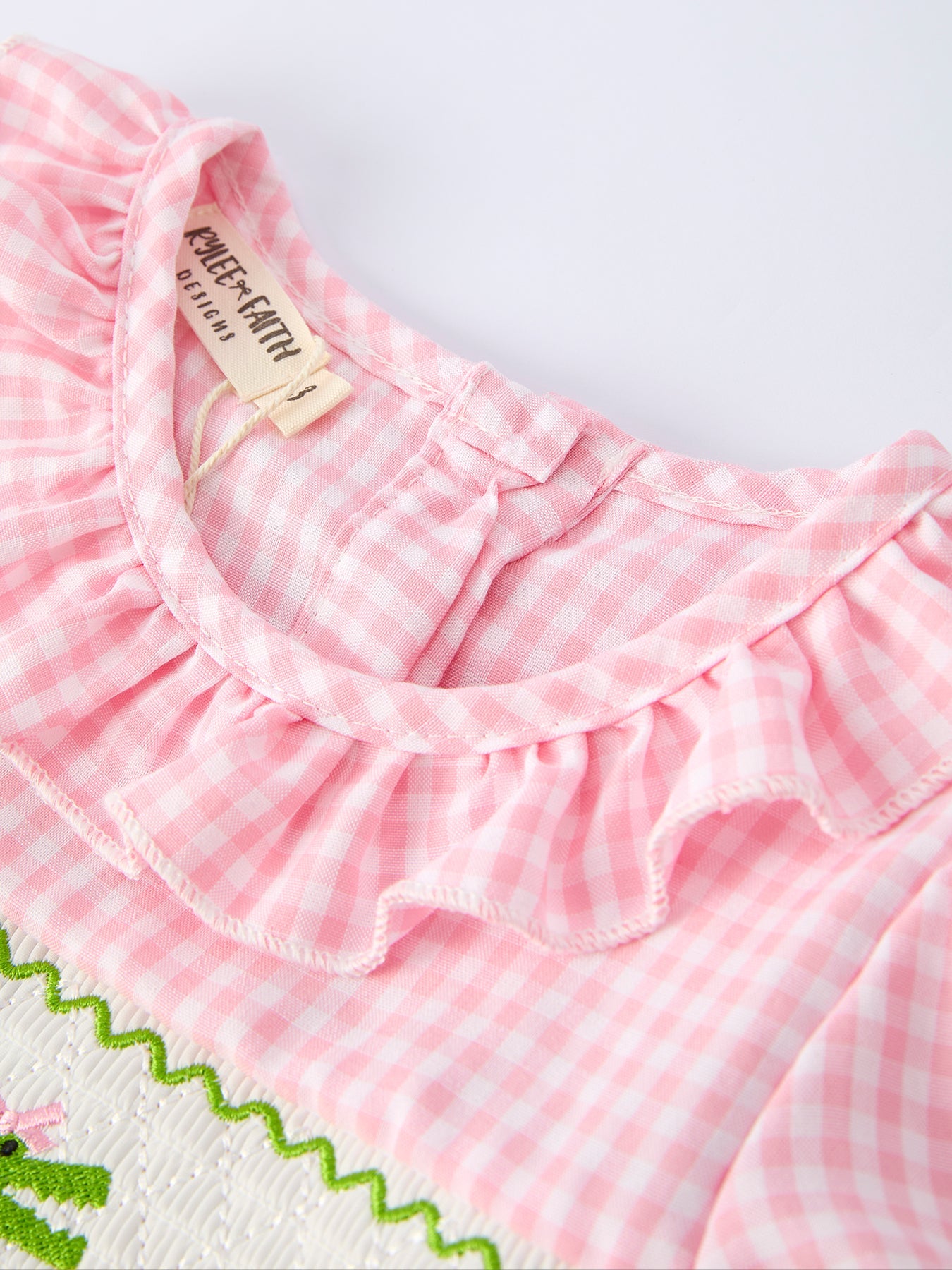 Girls Summer Crocodile Embroidered Smocked Dress