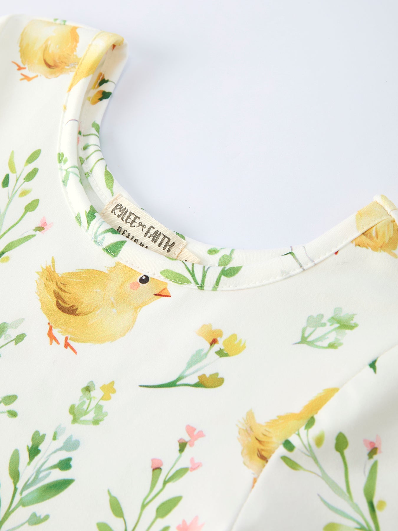 Easter Chick Floral Girls Twirl Short Sleeve Dress