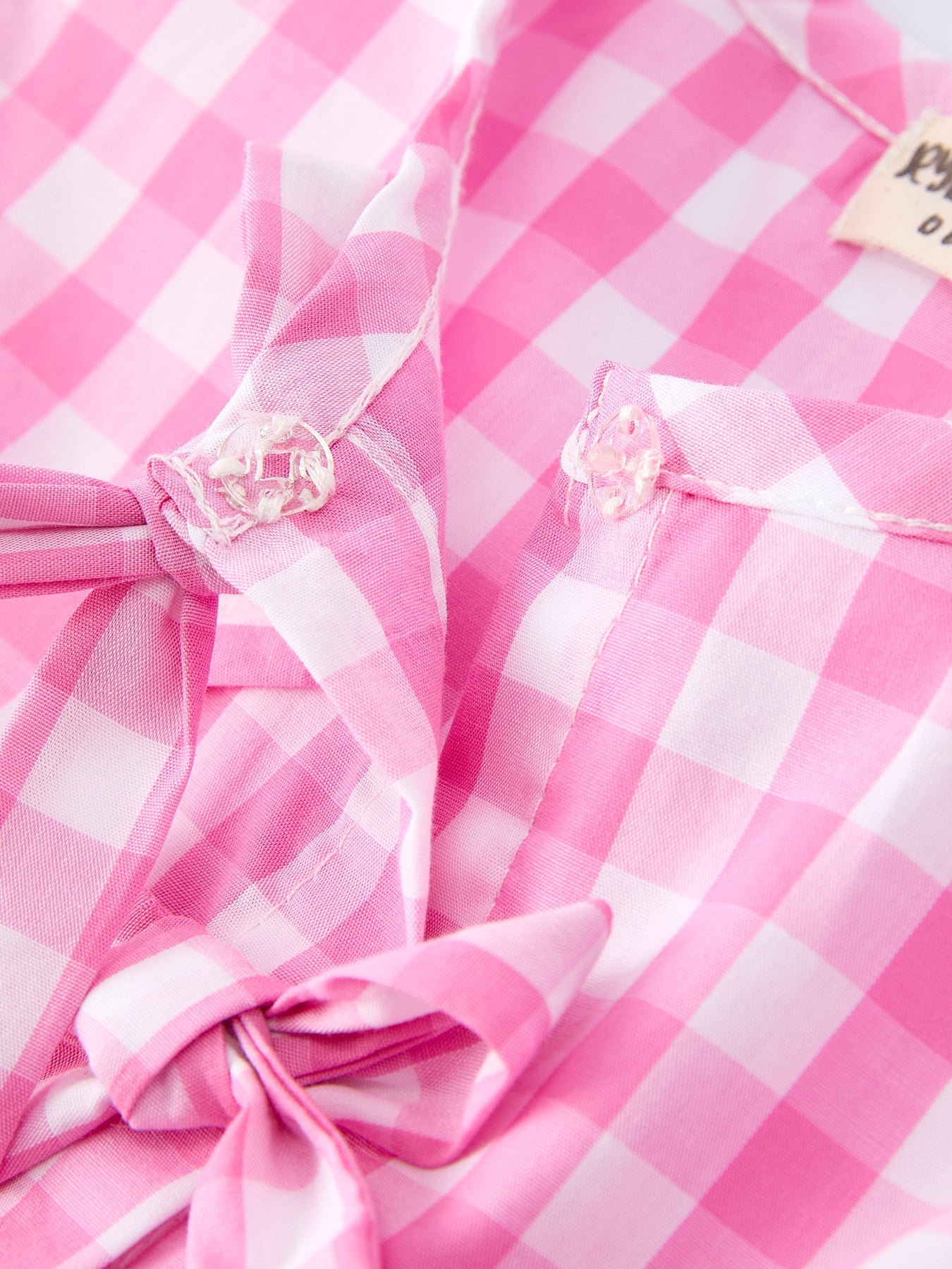 Spring Plaid Girls Dress Bow Flutter Sleeve