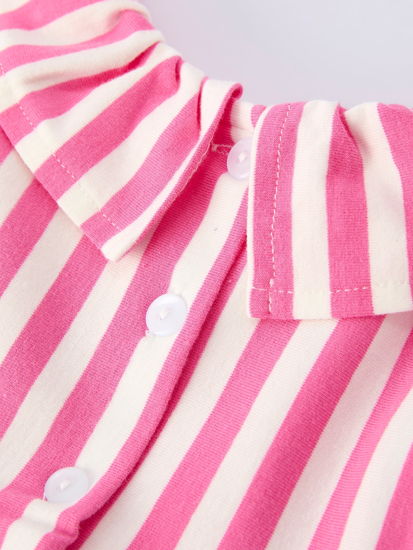 Spring  Pink Striped Ruffled Girls' Dress With Hat